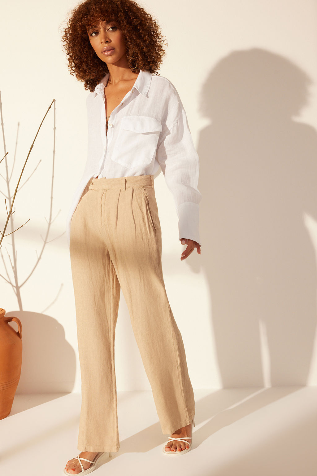 Gul Kurusu %100 Keten Pileli Yuksek Bel Wide Leg Pantolon TWOSS24JE00245 - Trendyolmilla фото 29