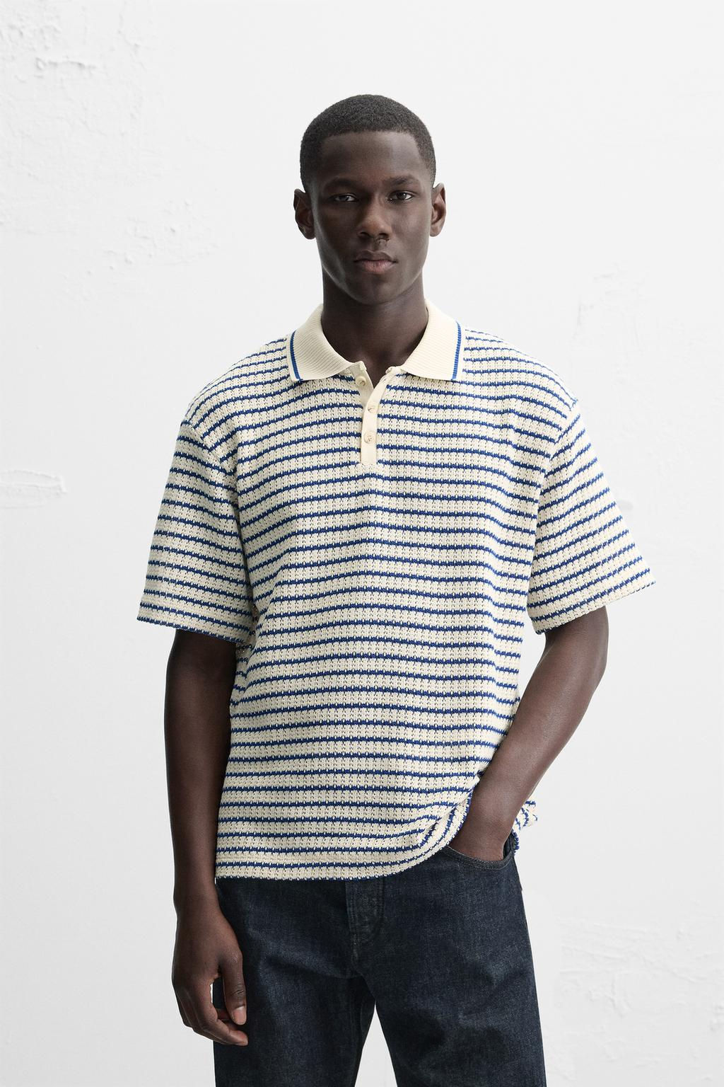 STRIPED JACQUARD POLO SHIRT - Zara фото 2