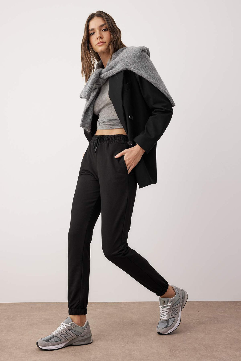 Siyah Basic Jogger Ince Orme Esofman Alt? Pantolon TWOAW21EA0194
