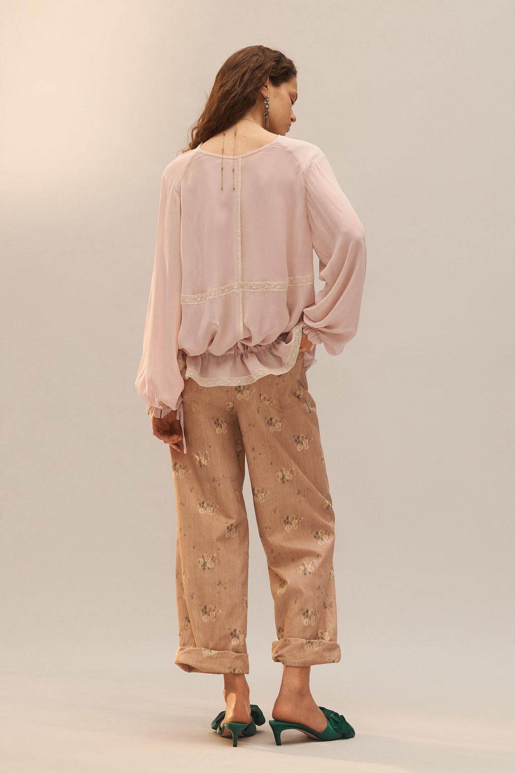 CAMISA VOLANTES ENCAJE LIMITED EDITION / Rosa empolvado - Zara фото 3