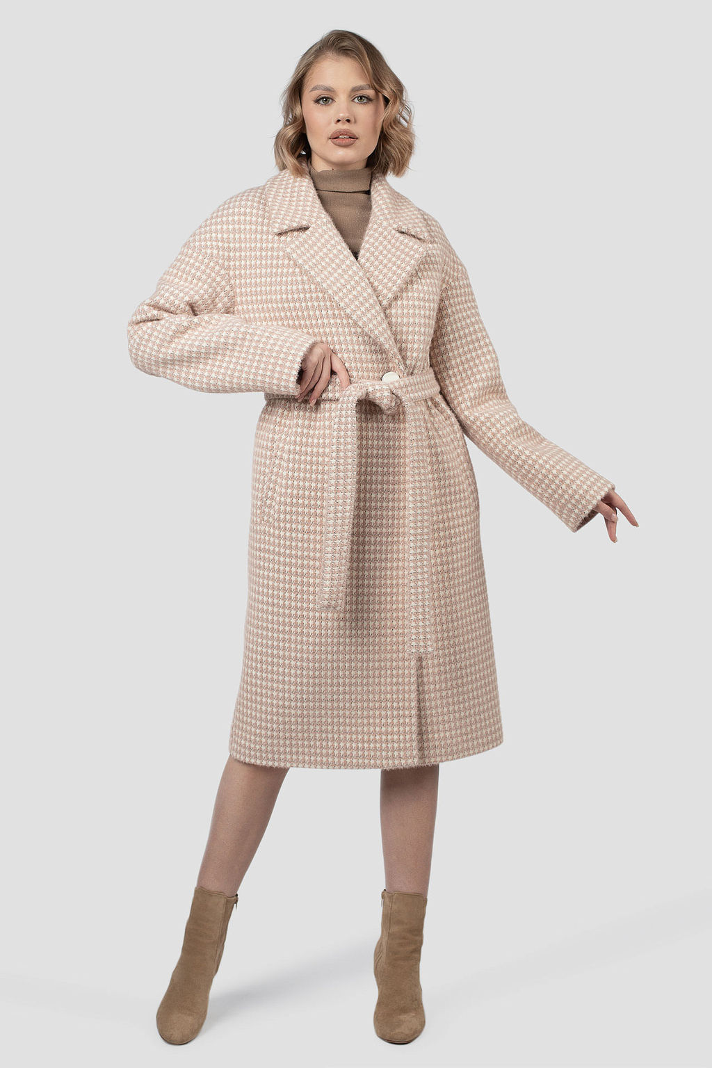 01-12117 Пальто женское демисезонное (пояс)