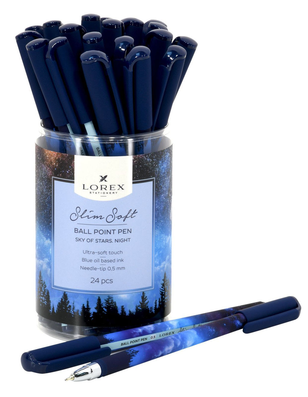 Ручка шариковая на масляной основе LOREX SKY OF STARS.NIGHT Slim Soft синяя 0,5 мм, синий ...