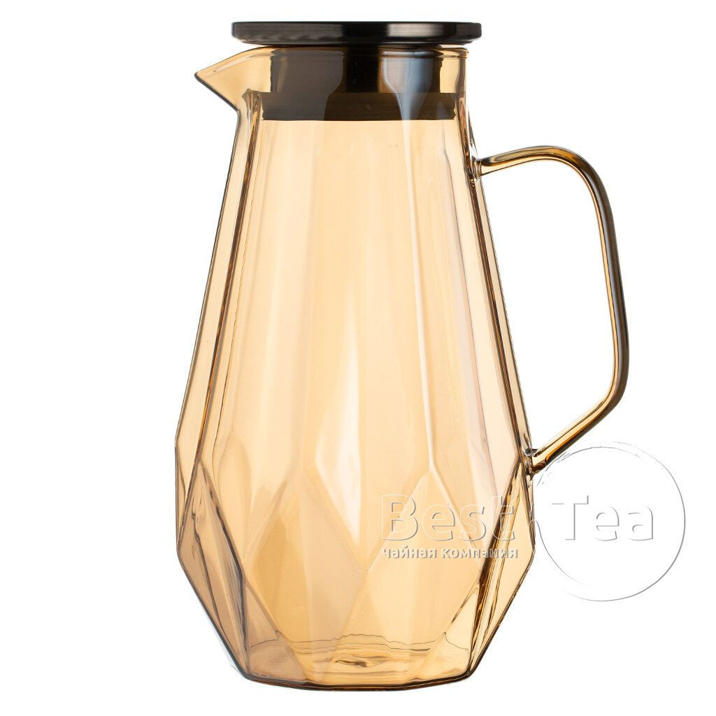 Кувшин Консул заварочный, стекло 1700 мл, крышка - металл, грани/карамель - Fujian Province Guang Fu Tea фото 2
