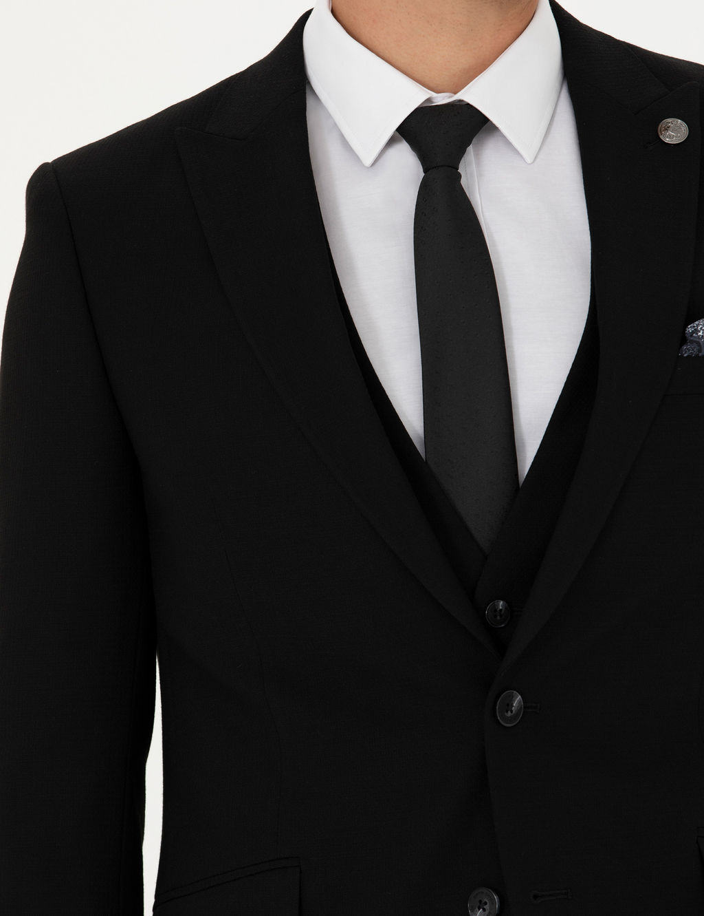 Yelekli Siyah Ekstra Slim Fit Tak_m Elbise