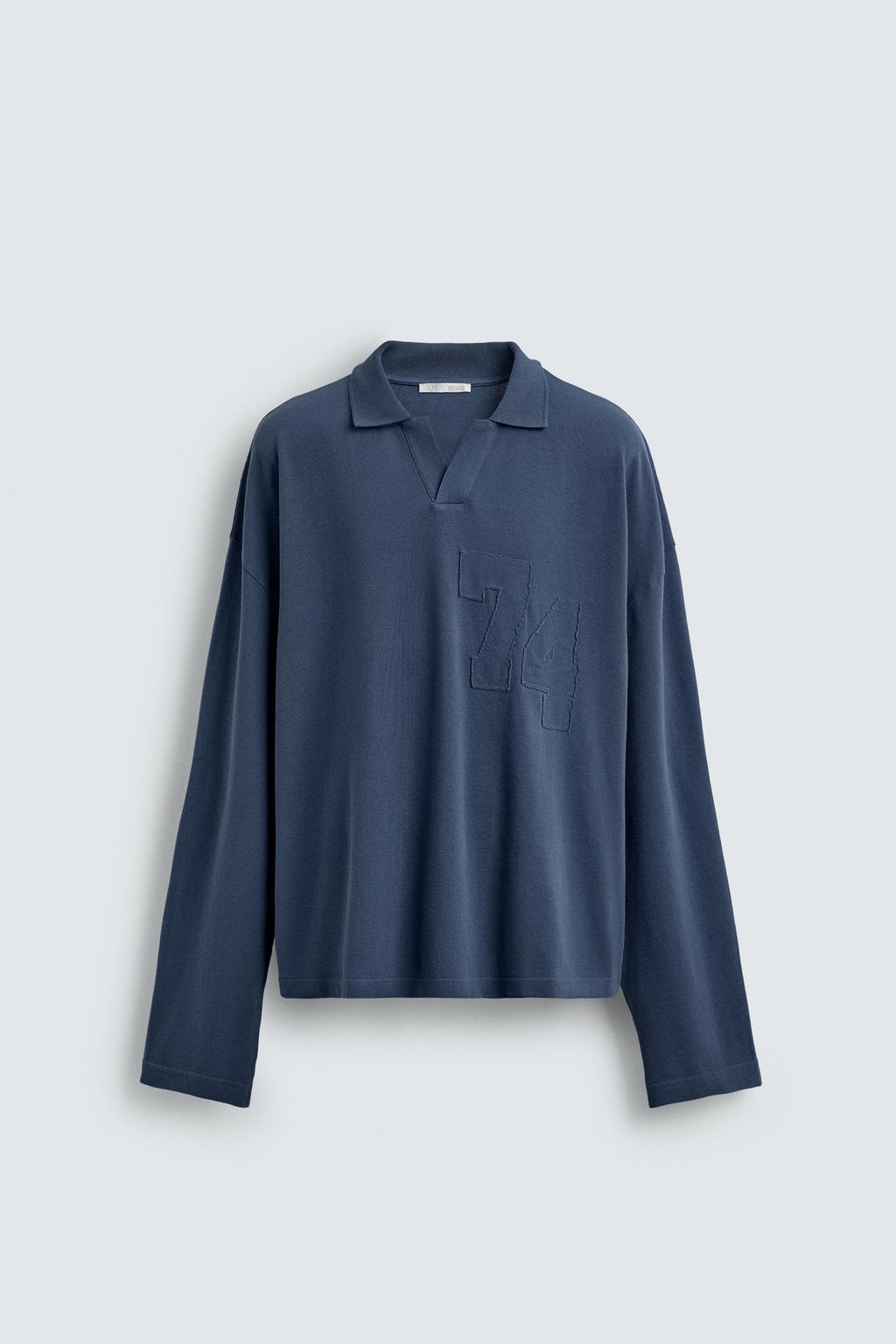 POLO PIQU? RELAXED FIT PARCHE N?MEROS / Azul - Zara фото 7