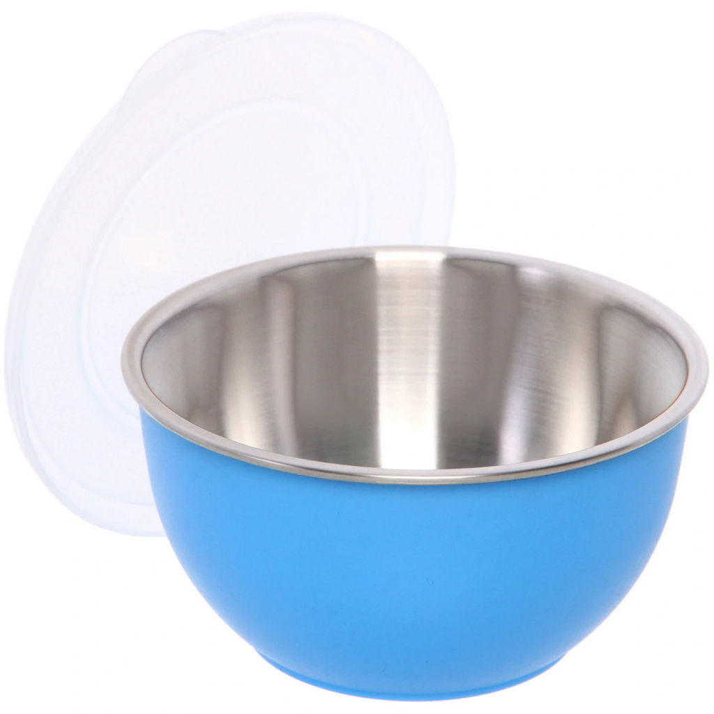 Миска из нержавеющей стали для СВЧ-печи с крышкой 0,45л 12см