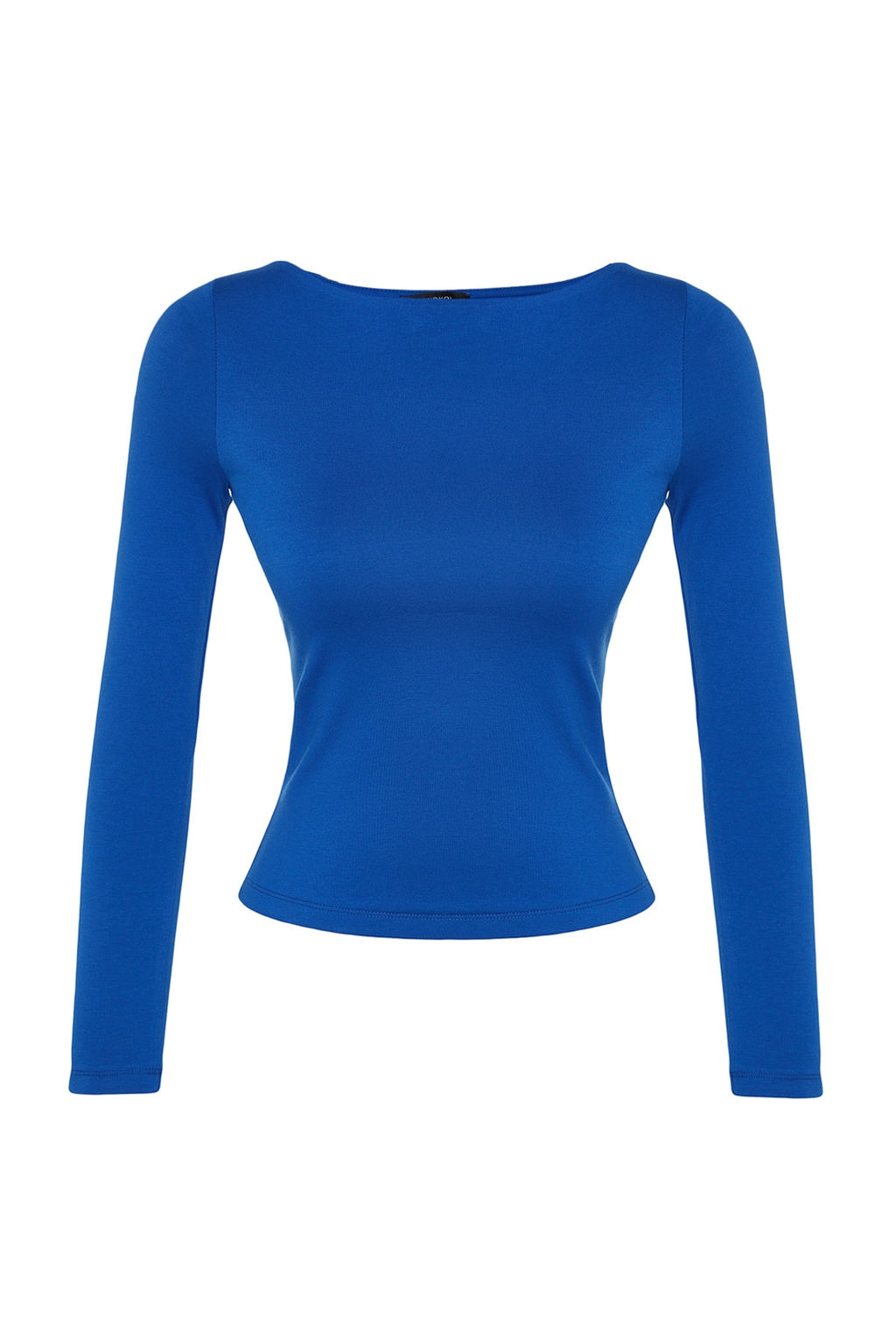 Saks Pamuklu Esnek Kay?k Yaka Fitted/Vucuda Oturan Esnek Orme Bluz TWOAW24BZ00166
