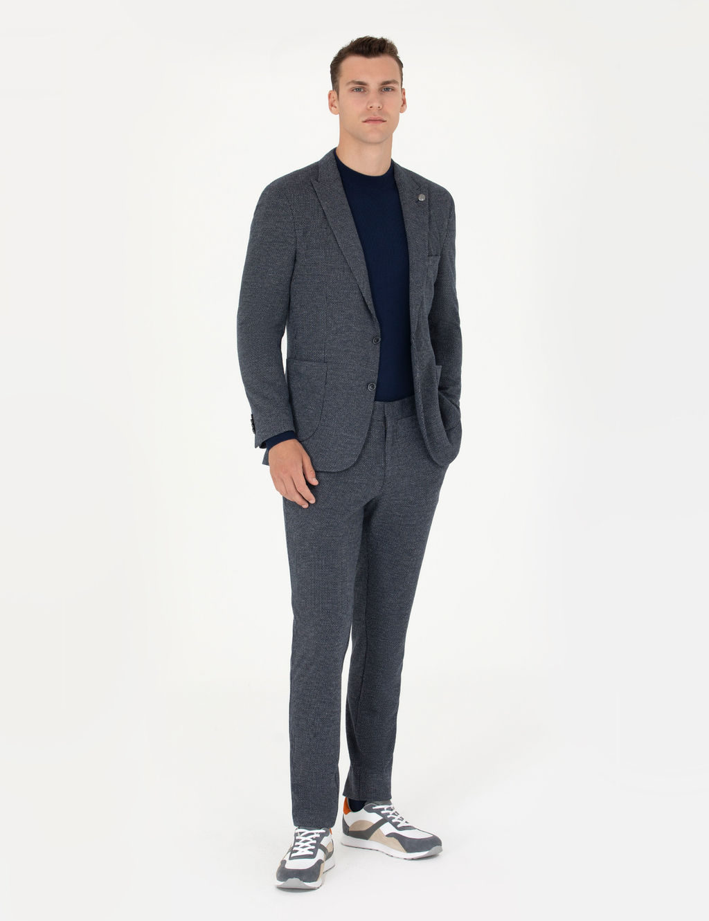 Lacivert Ekstra Slim Fit Spor Tak_m Elbise