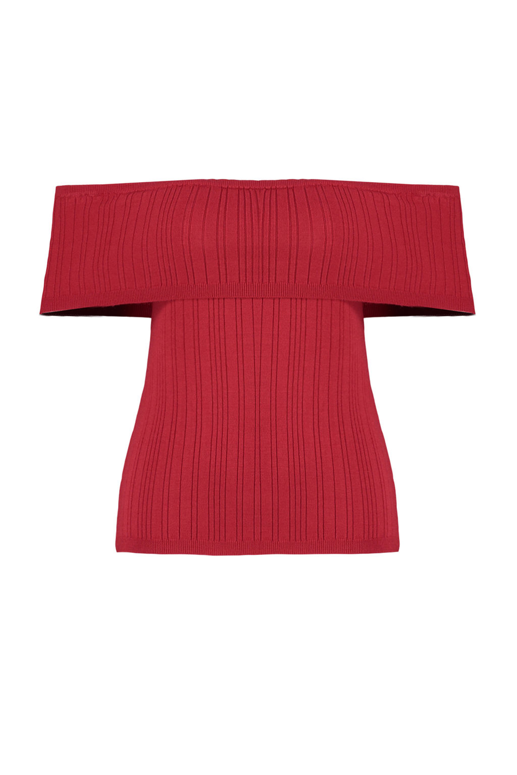 K?rm?z? Premium Iplik/Ozel Iplik Carmen Yaka Triko Ince Bluz TWOSS24BZ00511