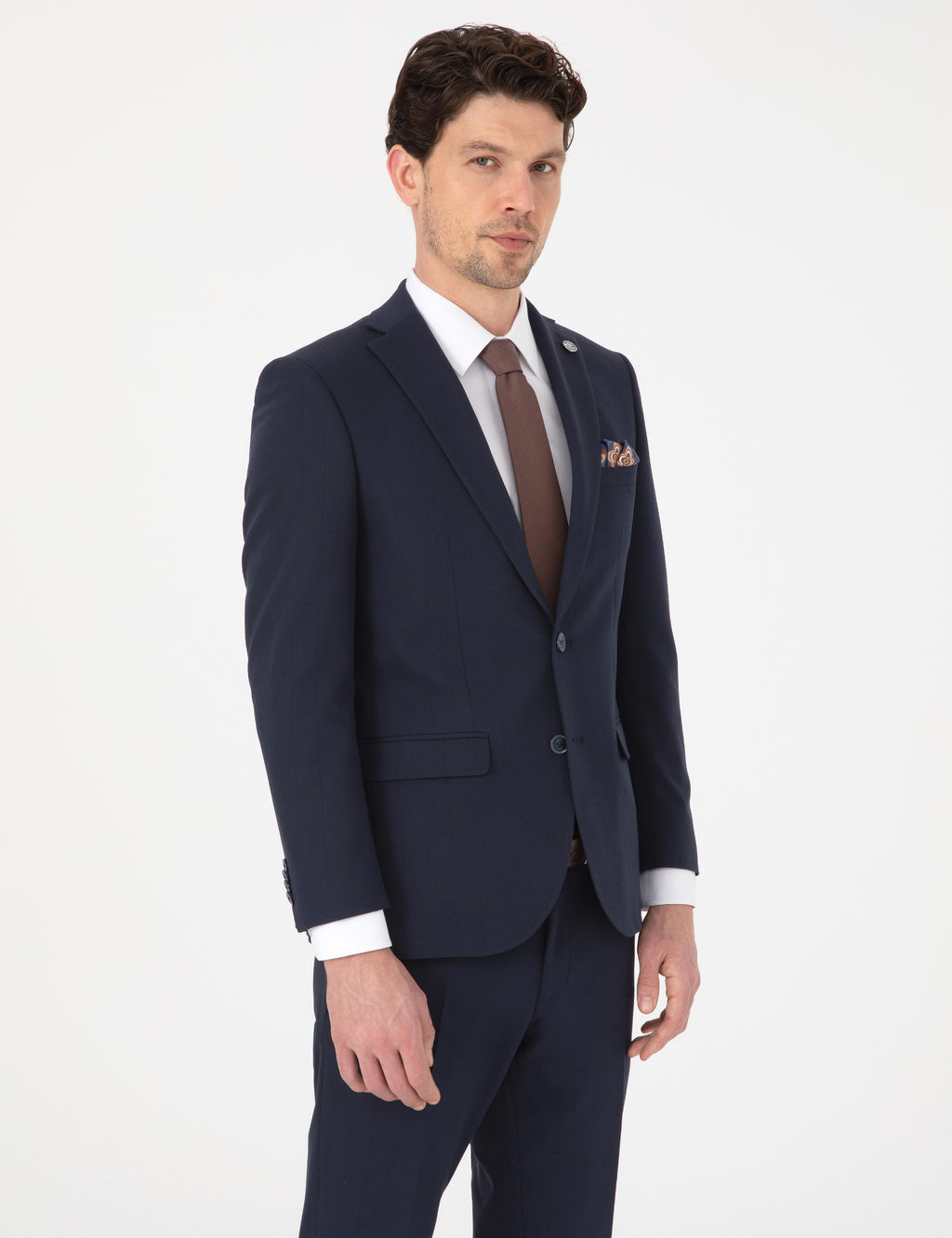 Lacivert Ex. Slim Fit Tak_m Elbise