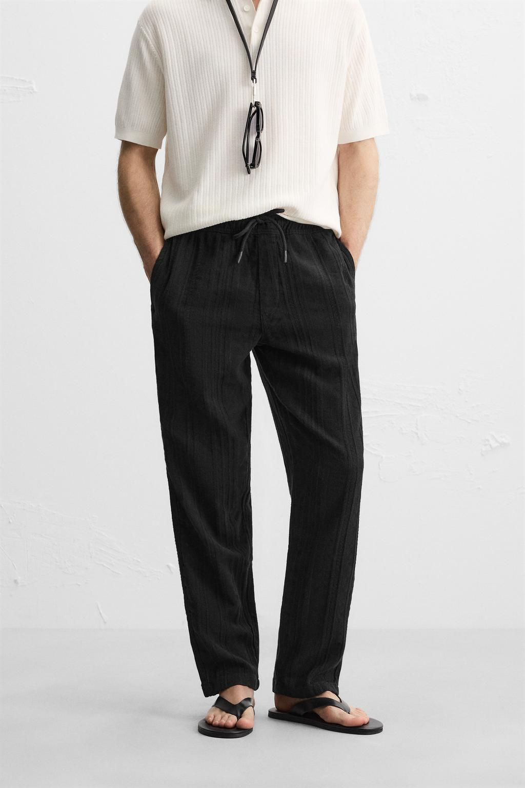 RELAXED FIT TEXTURED TROUSERS - Zara фото 4