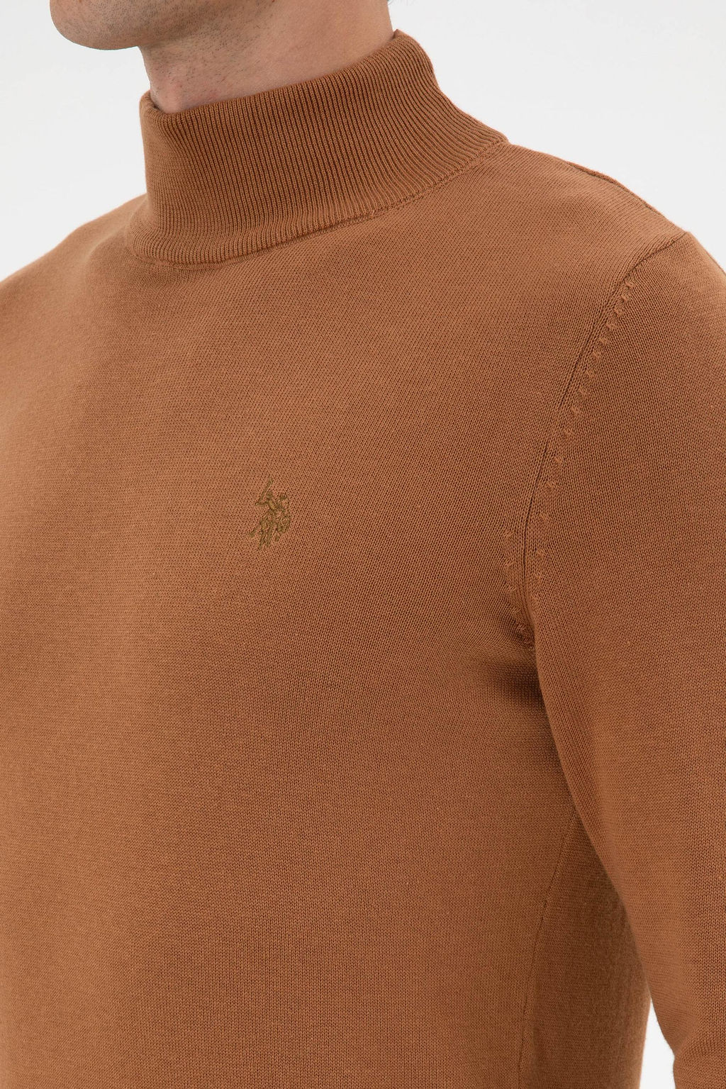 Erkek Slim Fit Bo_azl_ Camel Basic Kazak - U.s. polo assn фото 7