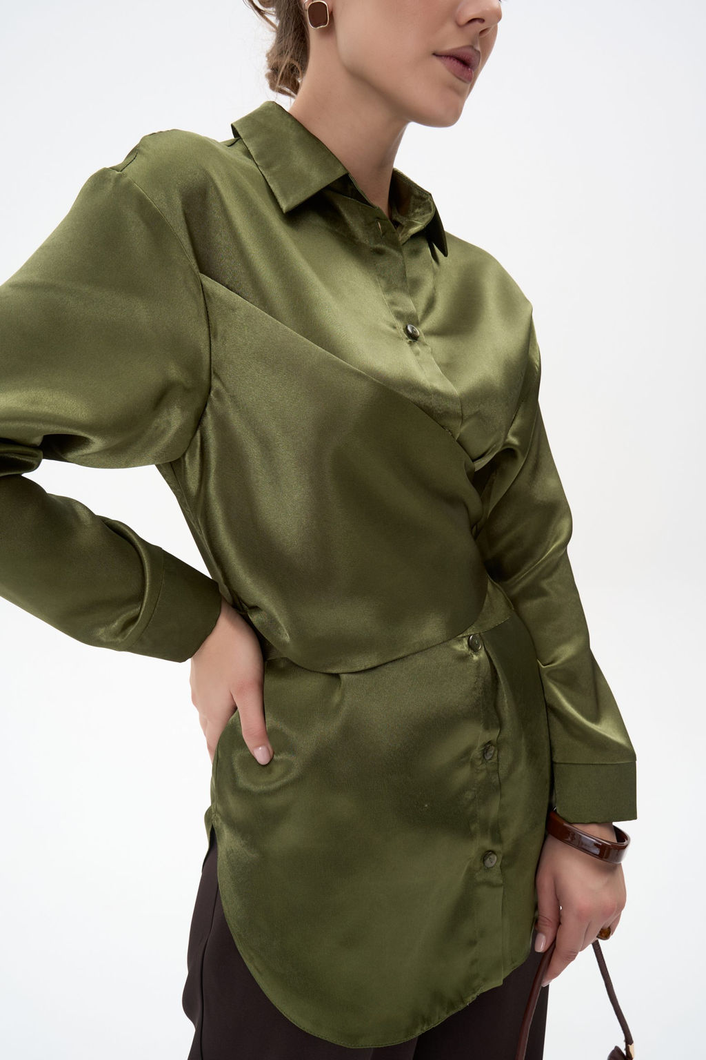Рубашка Ямина (оливковый/уценка)