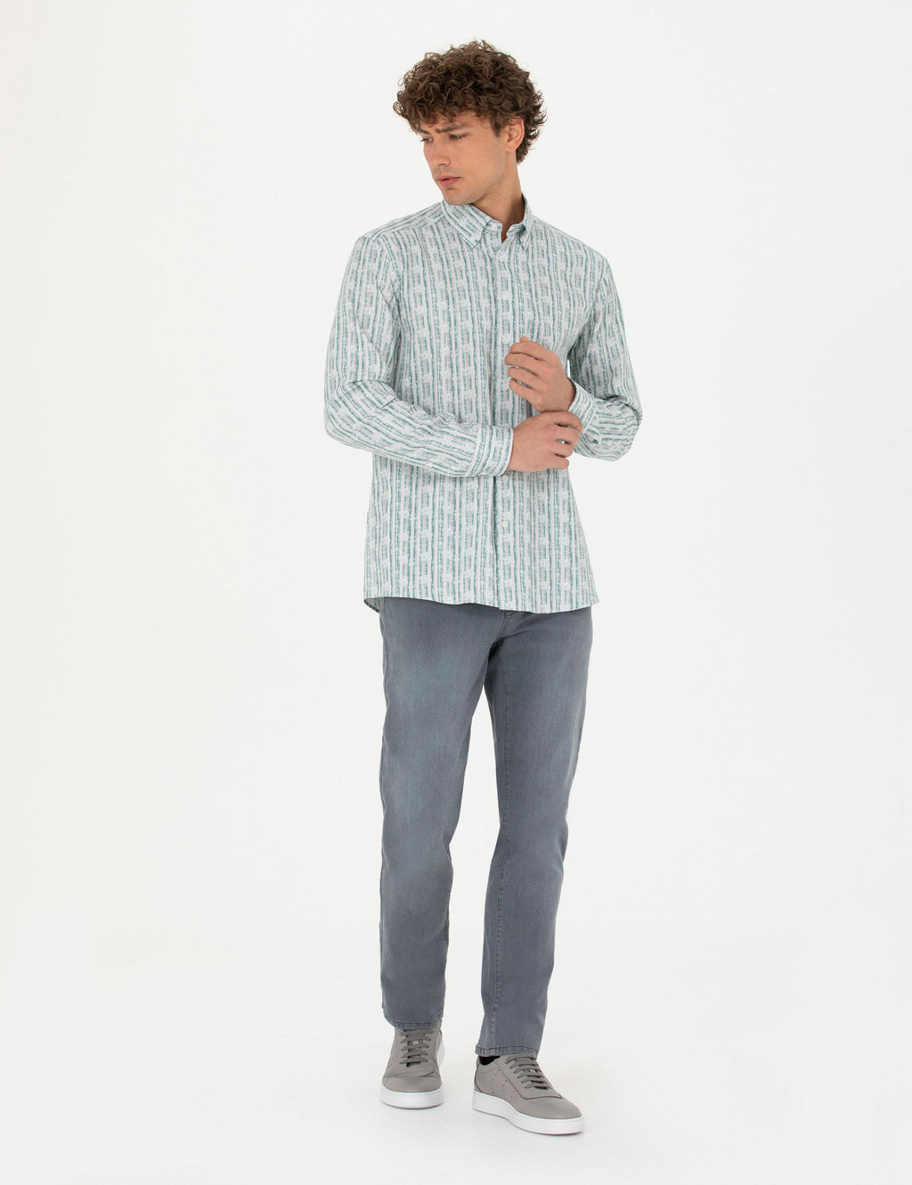 Рубашка Pierre Cardin Regular Fit мятная с длинным рукавом