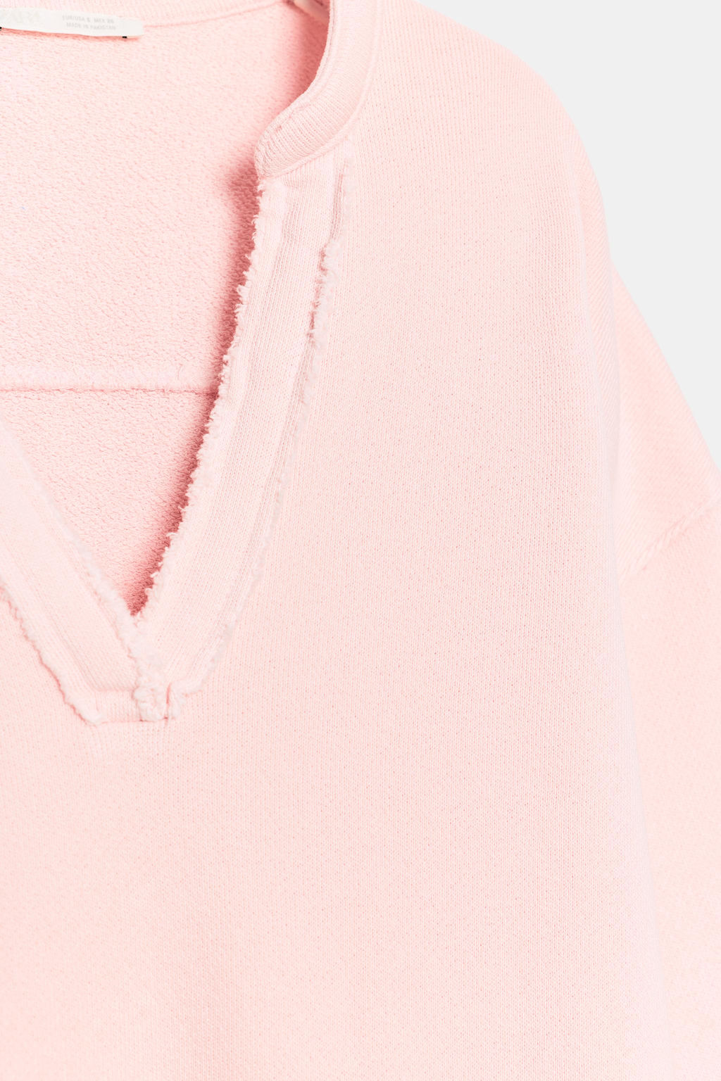 SUDADERA ESCOTE PICO ALGOD?N / Rosa pastel - Zara фото 7