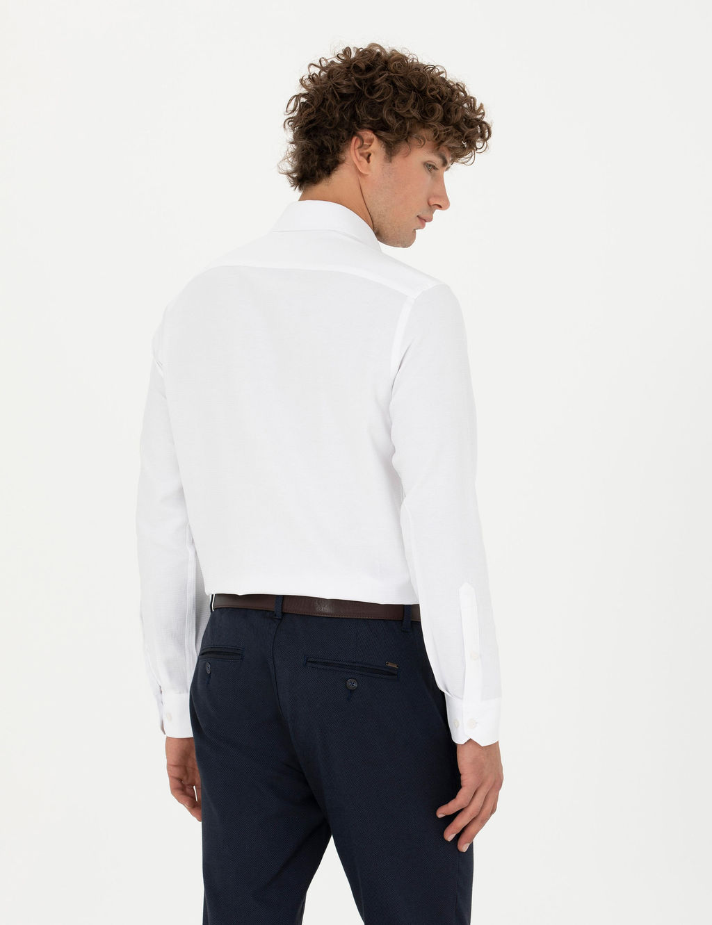 Beyaz Slim Fit Uzun Kollu G_mlek
