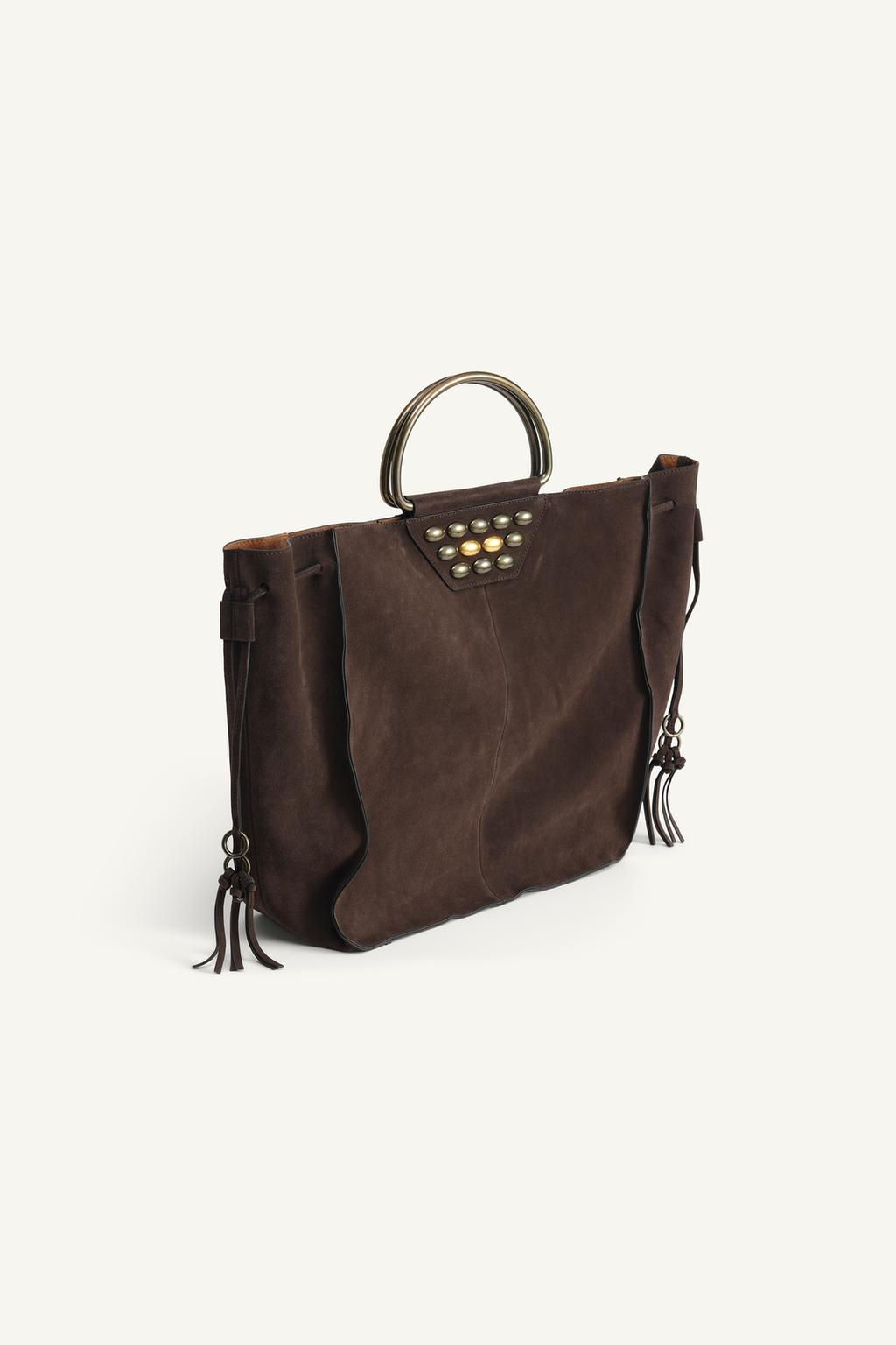 LIMITED EDITION SPLIT SUEDE STUDDED CITY BAG - Zara фото 6