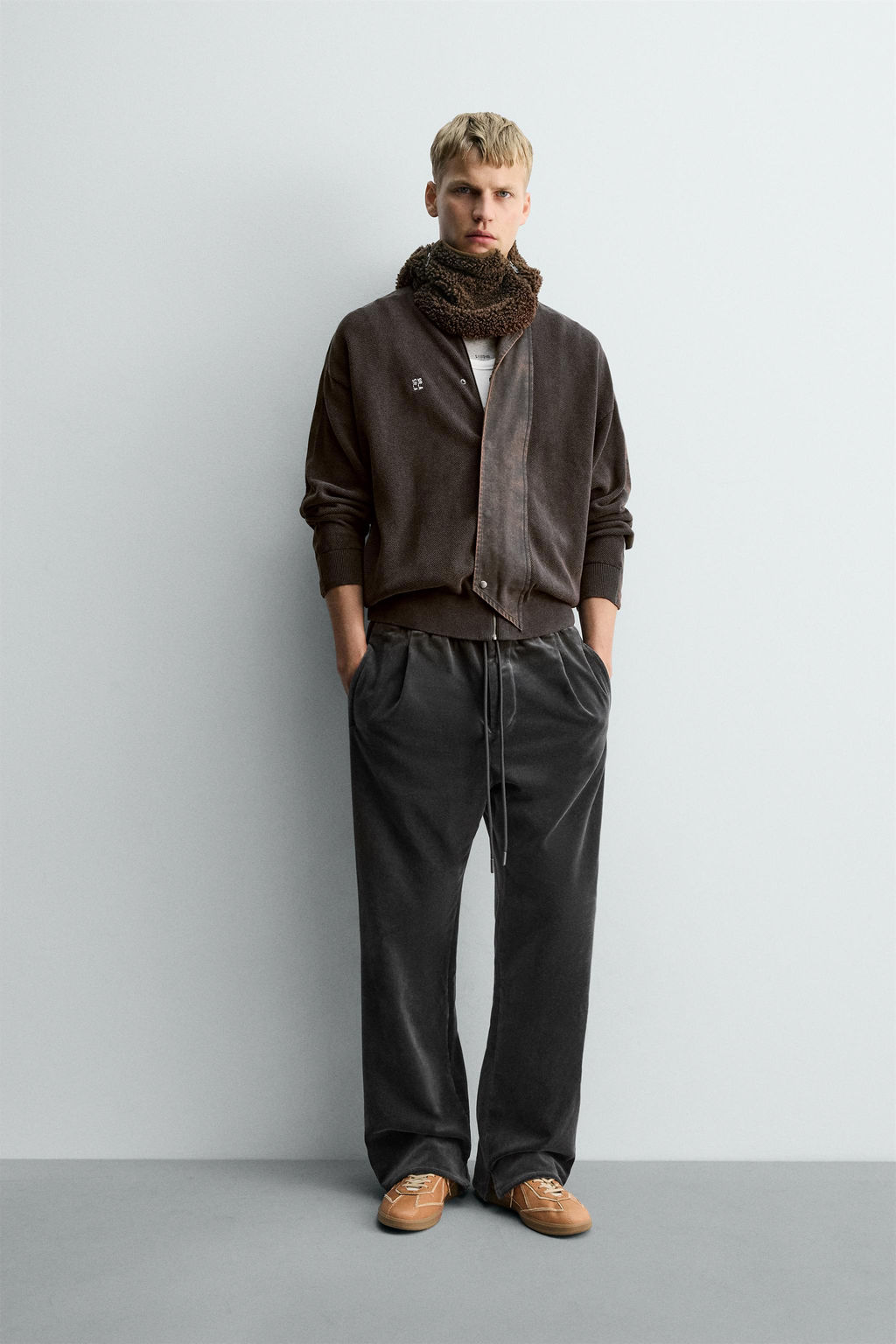 WASHED KNITTED CARDIGAN WITH STRIPES X SR_A