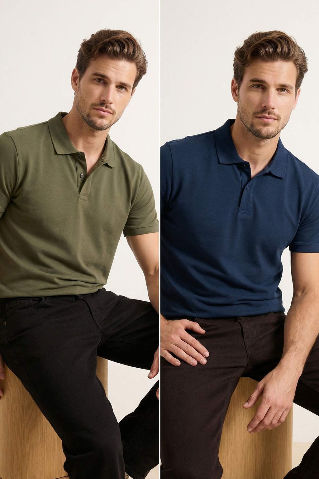 Lacivert-Haki Regular Fit 2li Paket Polo Yaka T-shirt TMNSS26PO00025 - Trendyolmilla фото 23