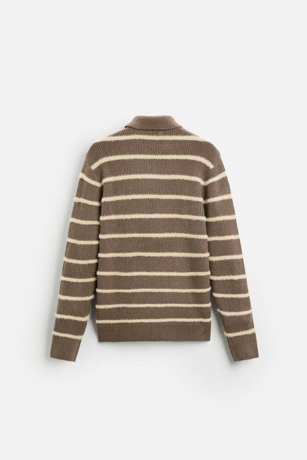 TEXTURED STRIPED KNIT POLO SWEATER - Zara фото 7