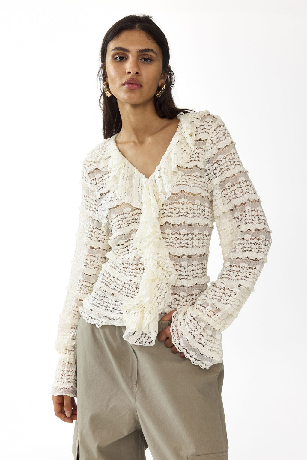 Blusa de punto efecto encaje - H&m фото 6
