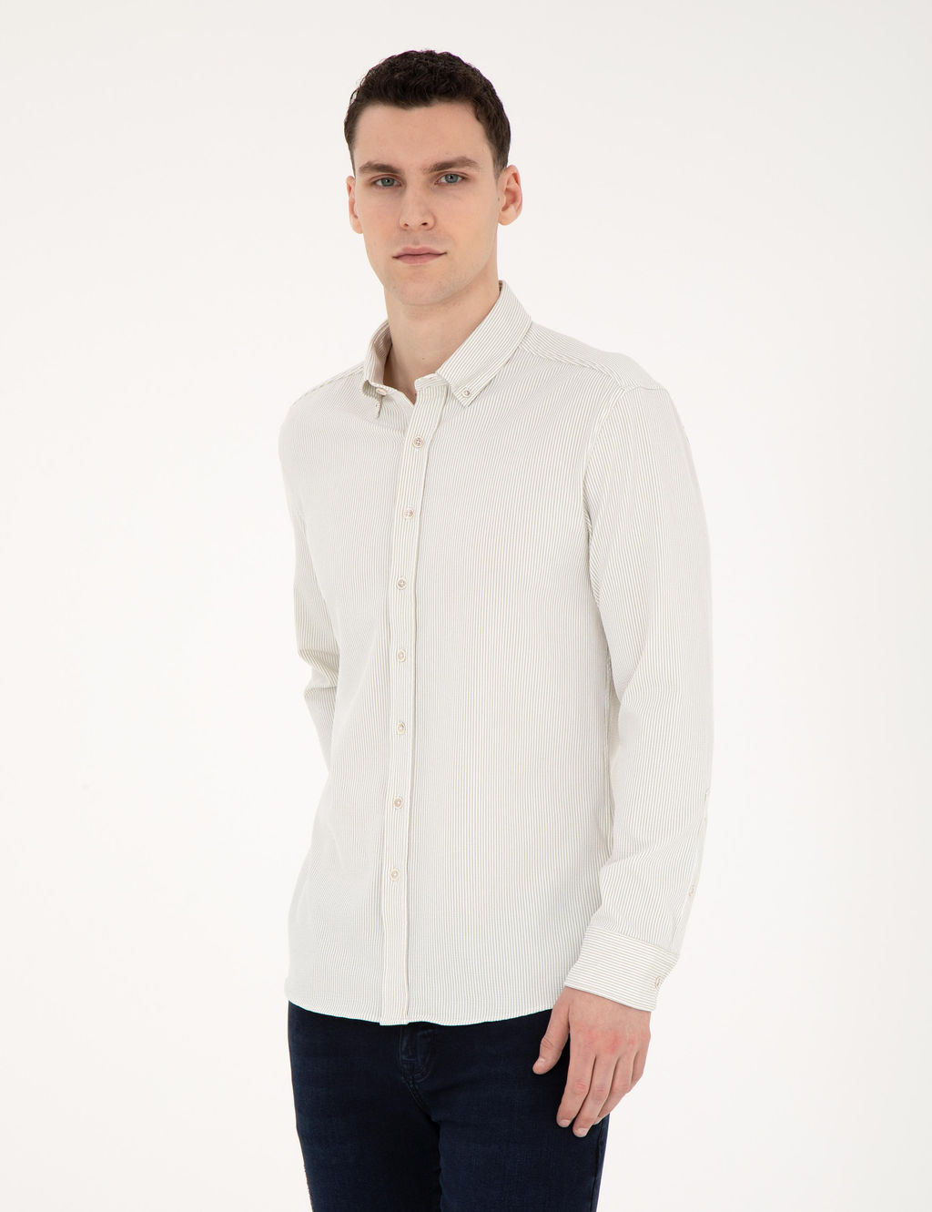 Рубашка Pierre Cardin Slim Fit зеленая