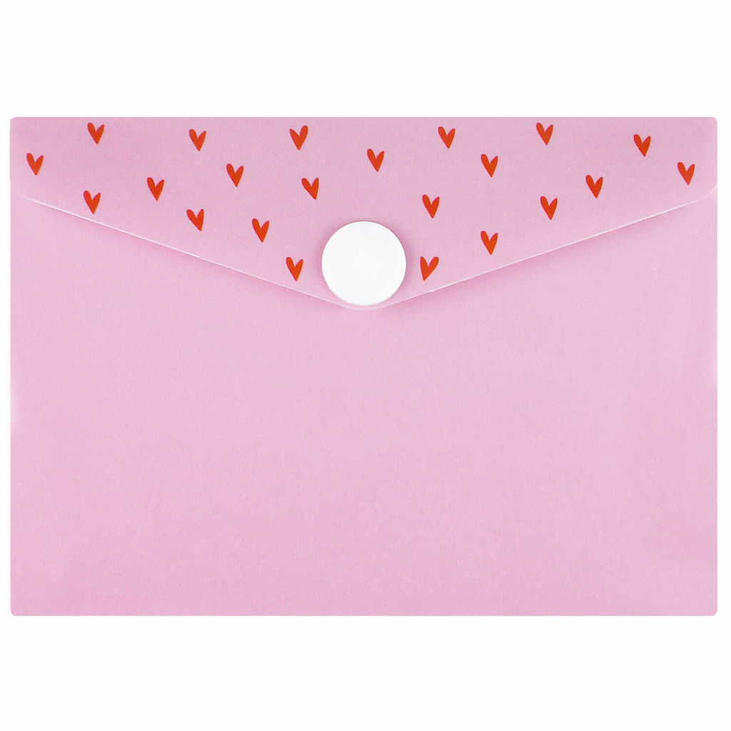 Папка для карт и визиток пластиковая Феникс+, арт. 72230/ 12 СЕРДЕЧКИ НА РОЗОВОМ (полипропилен, 10.5х7.4 см, 1 отделение (-я), кнопка, УФ-печать)
