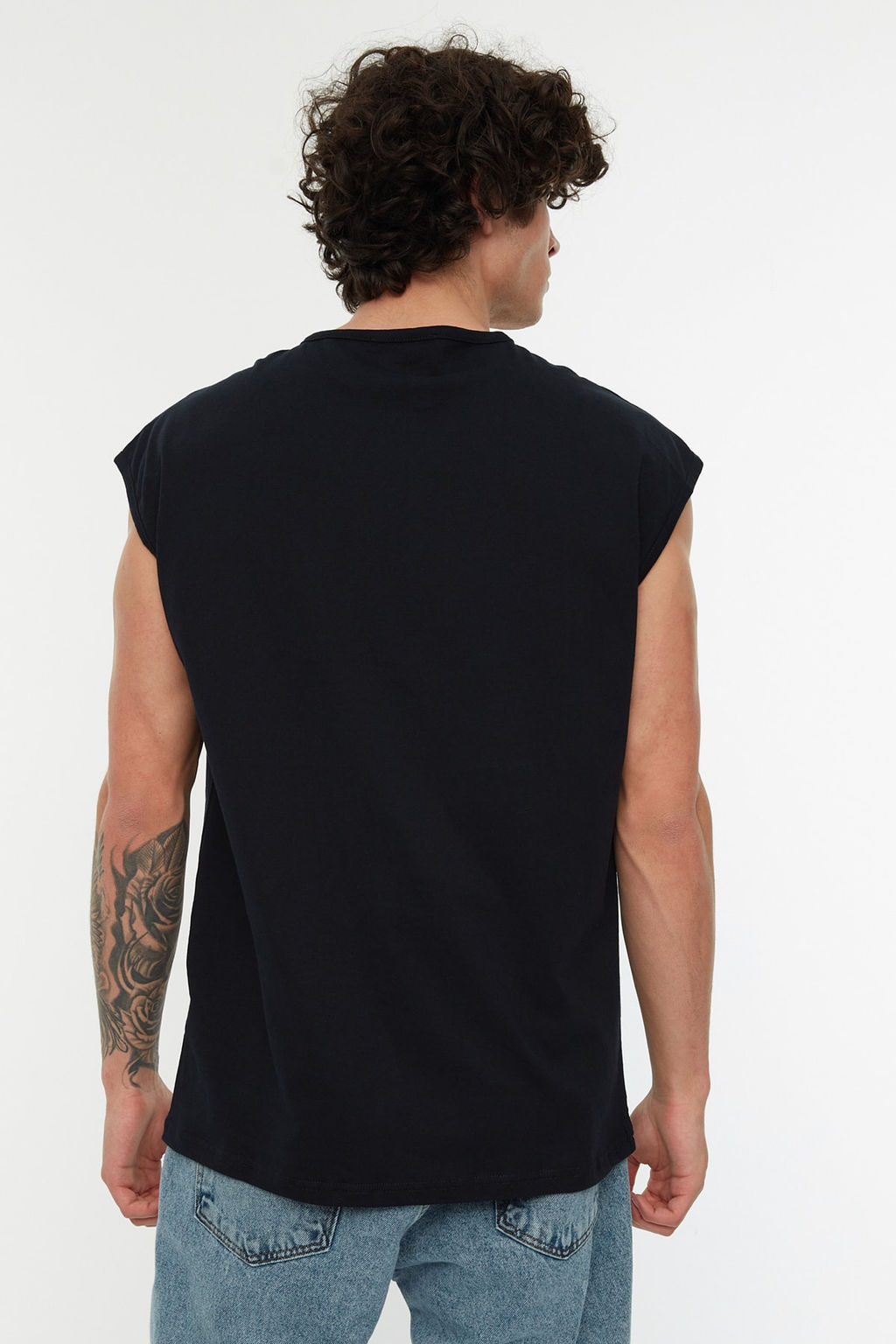 TRENDYOL MAN Basic Lacivert-Gri 2li Paket Oversize/Genis Kesim Pamuklu Kolsuz T-Shirt/Atlet TMNSS22AL0070 - Trendyolmilla фото 6