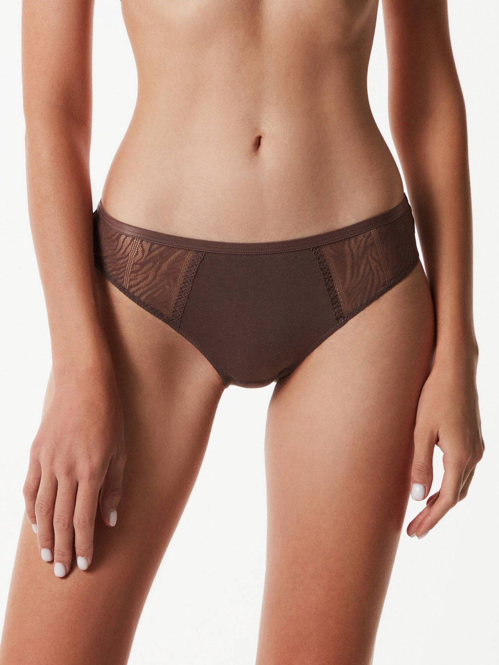 CONTE Zebra LB 1357 Трусы бикини из анималистичного кружева и хлопка dark cappuccino - Conte elegant фото 3