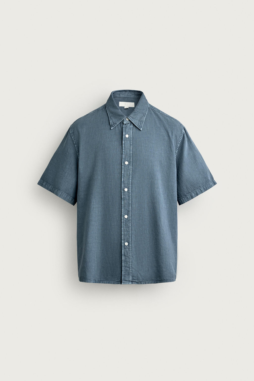 CAMISA REGULAR FIT ALGOD?N - LINO / Azul - Zara фото 7