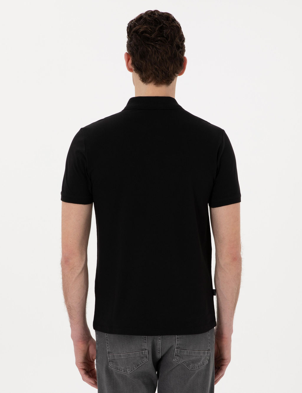 Siyah Slim Fit Polo Yaka Ti__rt