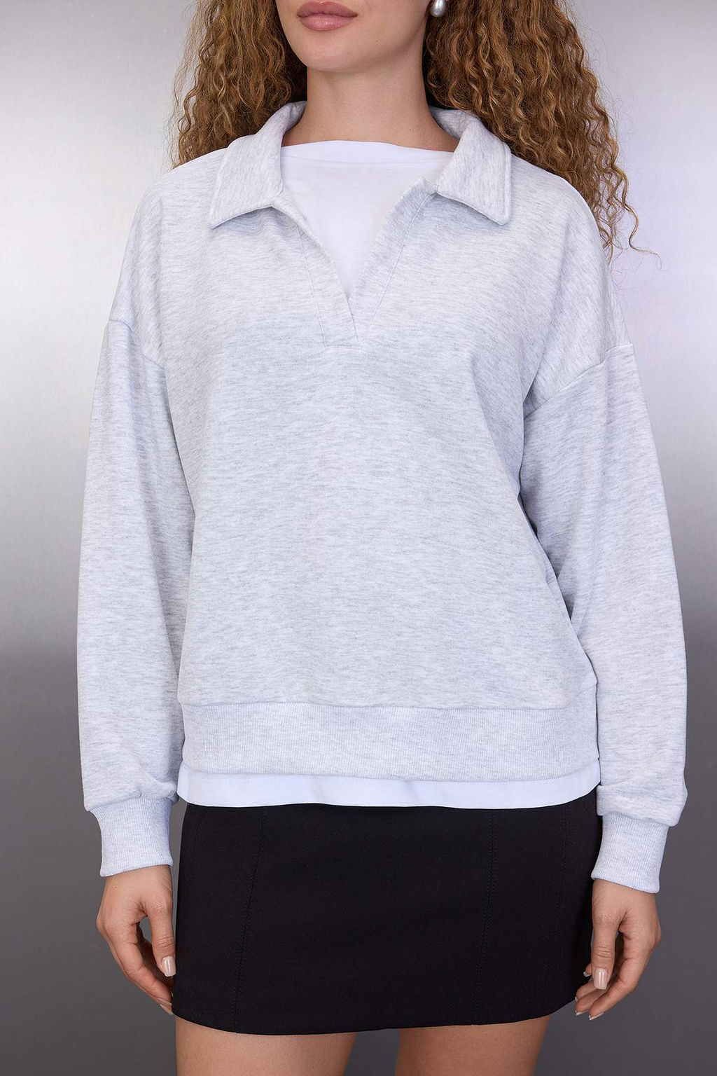 Gri Melanj Orme Sweatshirt TWOAW26SW00127 - Trendyolmilla фото 3