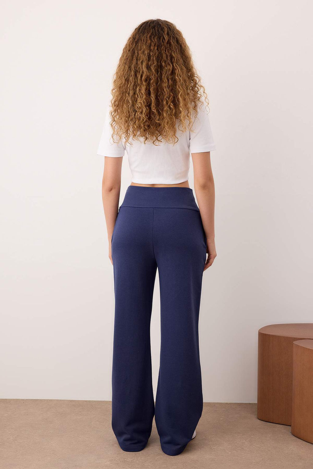 Lacivert Ince Ekstra Yuksek Bel Wide Leg/Genis Kesim Pantolon TWOAW25PL00026