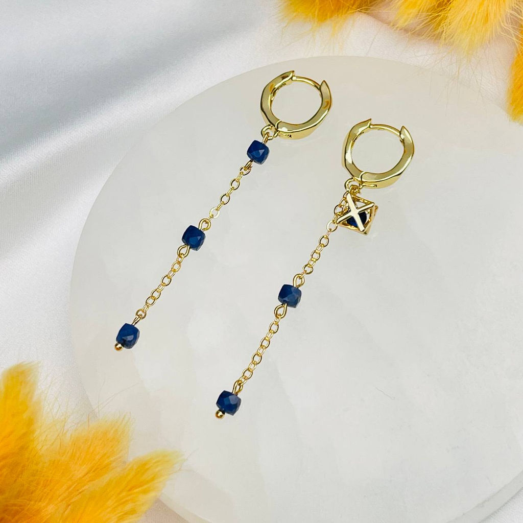 Серьги на цепочке с Содалитом