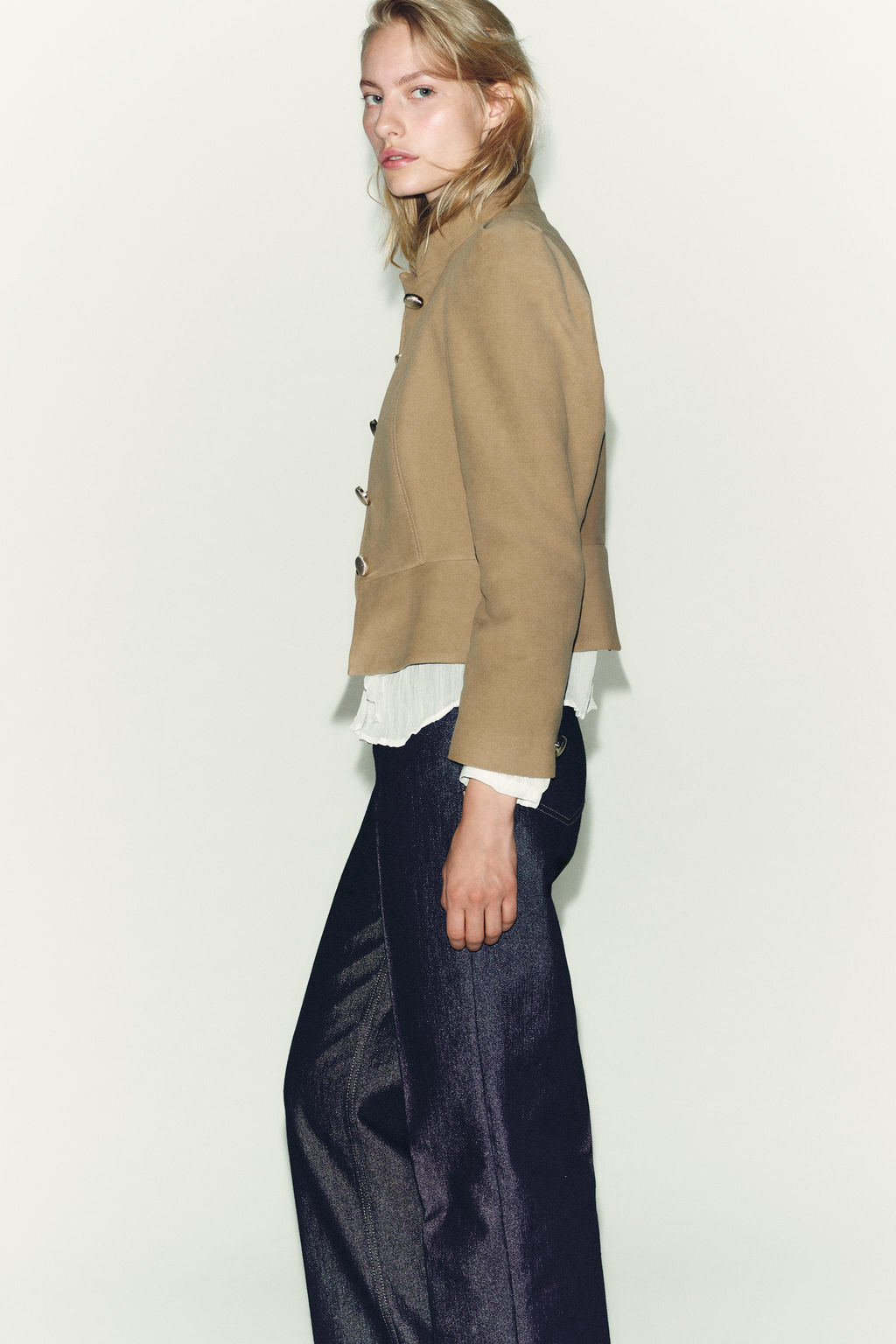 FAUX SUEDE PADDED SHOULDER BLAZER - Zara фото 3