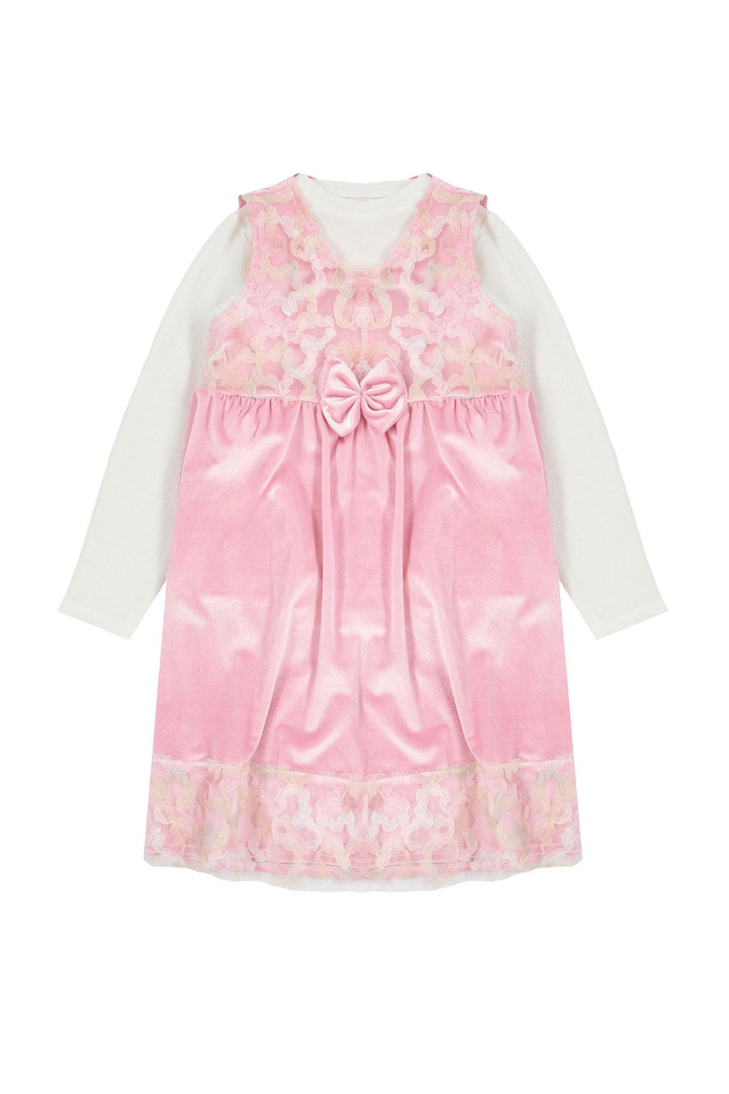 Fusya K?z Cocuk Kurdaleli Regular Bask?l? Pamuklu Orme Elbise TKDAW25EL00002 - Trendyolmilla фото 11