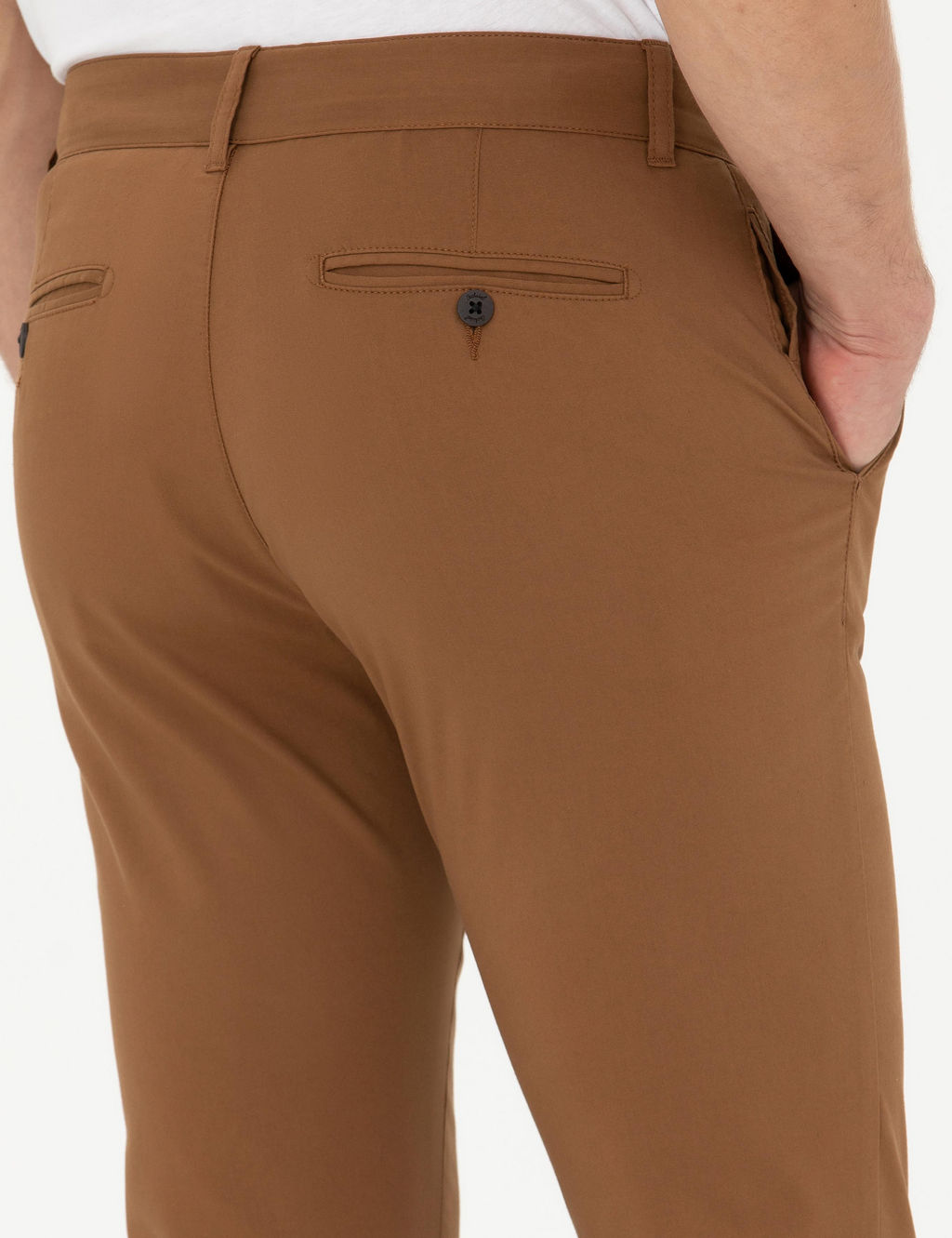 Коричневые брюки из плотной ткани морковного кроя - Cacharel фото 7