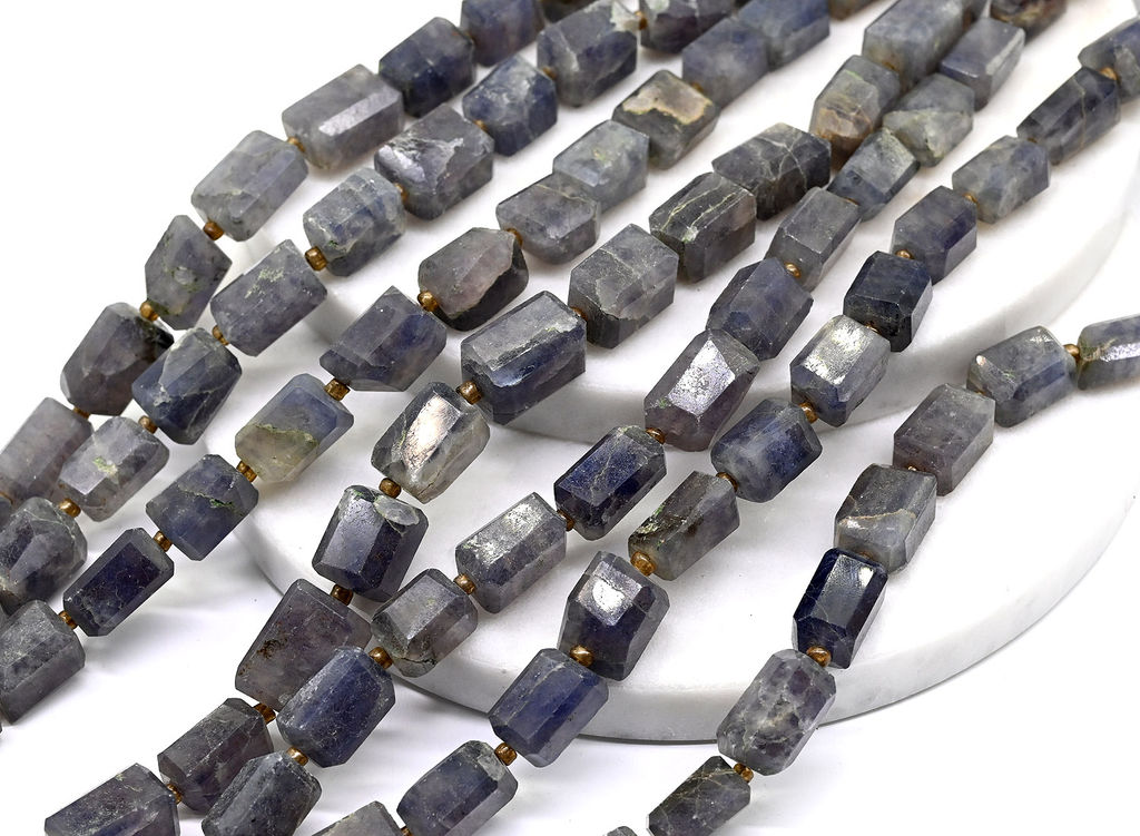 Бусины из иолита (кордиерита) прямоугольник 8*12мм, 25см, 20 бусин, 25г Радуга камня