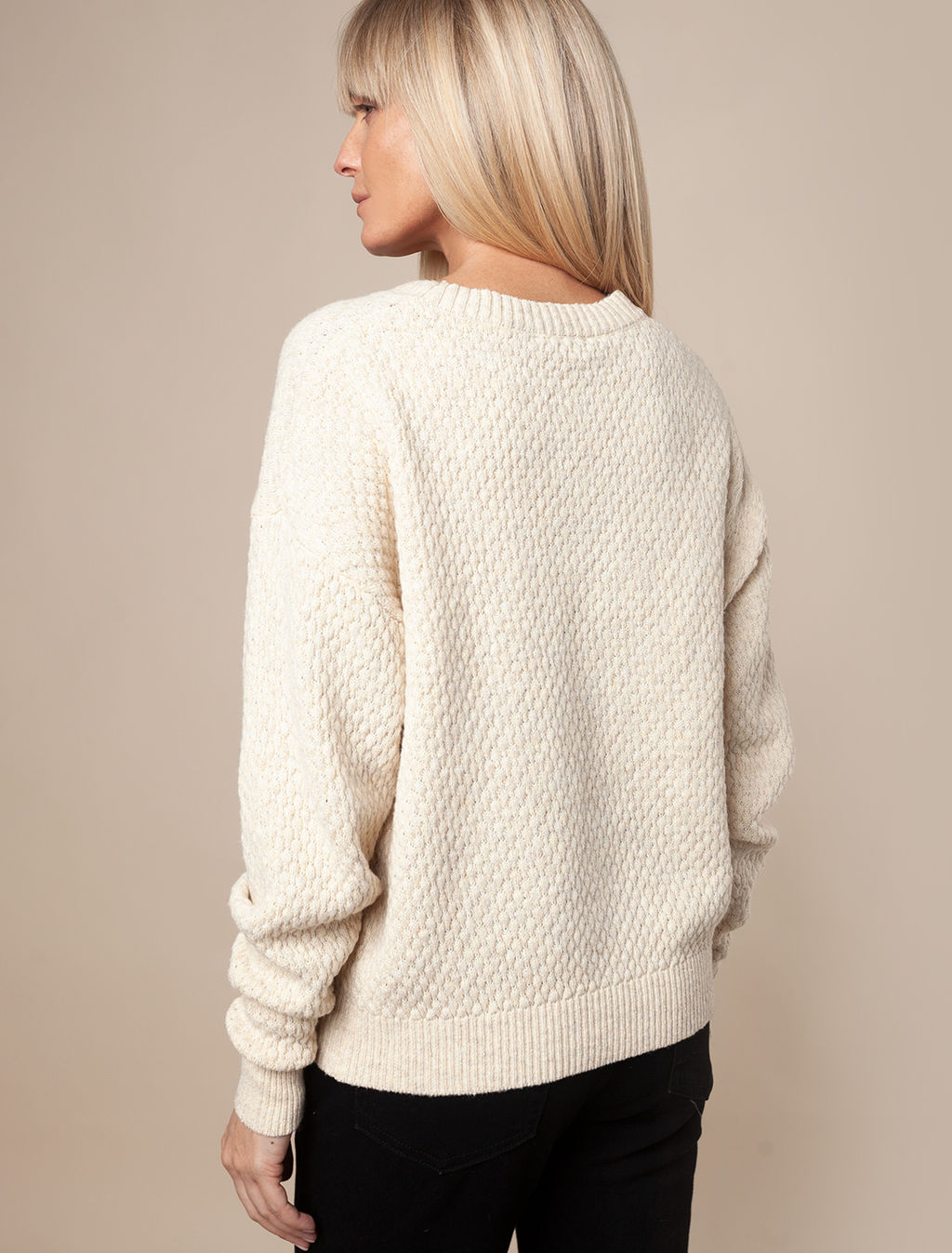 VILATTE / Укороченный джемпер фактурной вязки с шерстью  фото 3