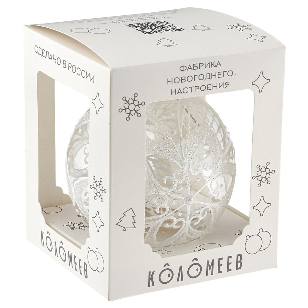 (цена за 2 шт) Елочный шар Сверкающий цветок 6,5см индивид.уп. - Коломеев фото 3