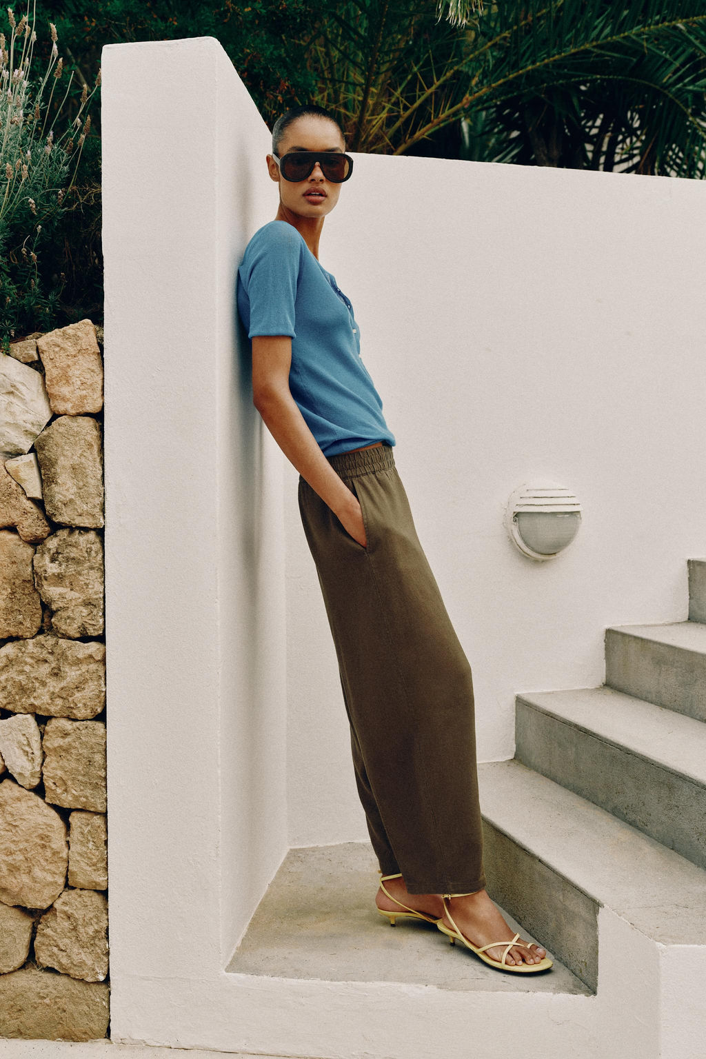 PANTAL?N BARREL CON LINO / Khaki - Zara фото 4