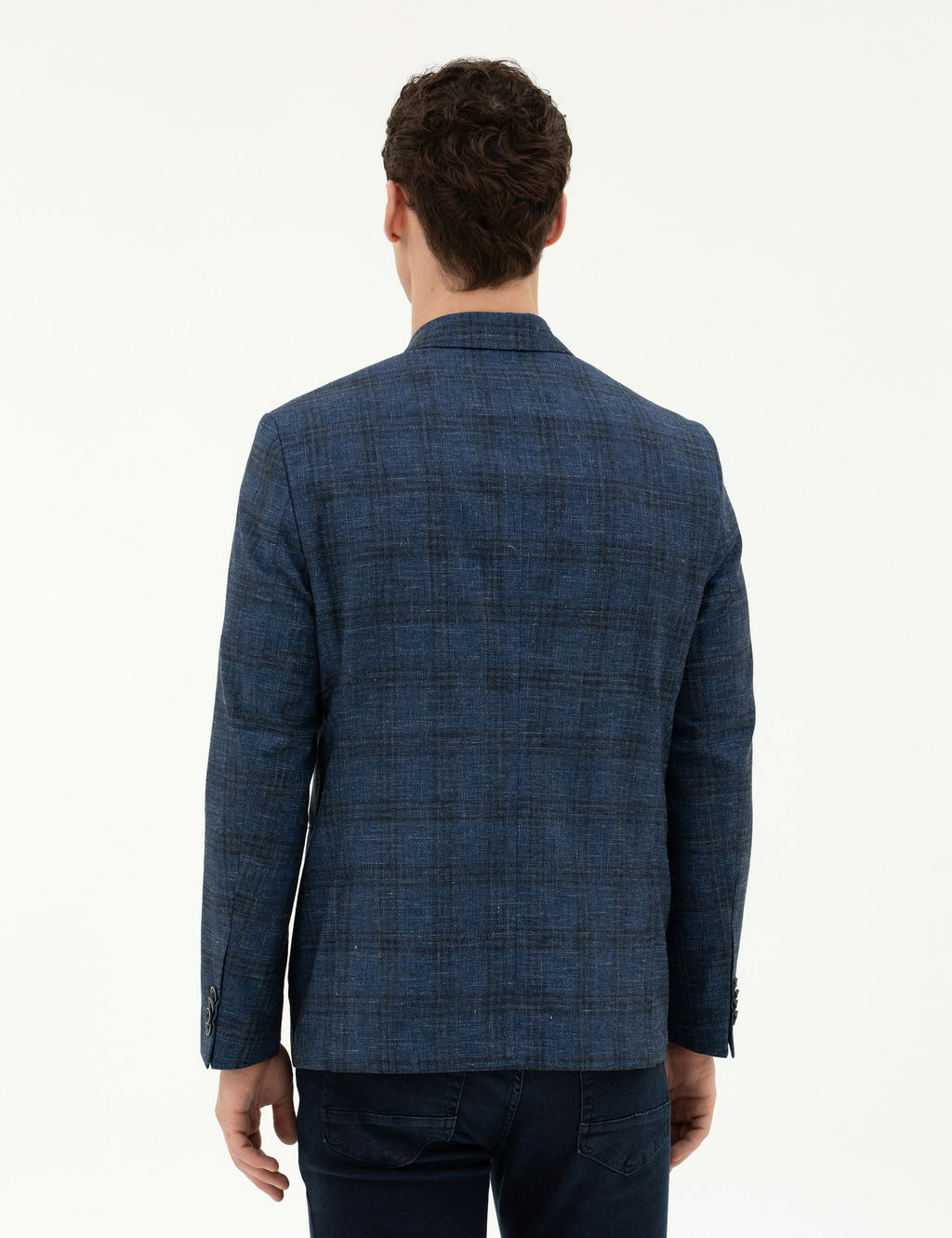 Lacivert Slim Fit Y_n Kar___ml_ Ceket