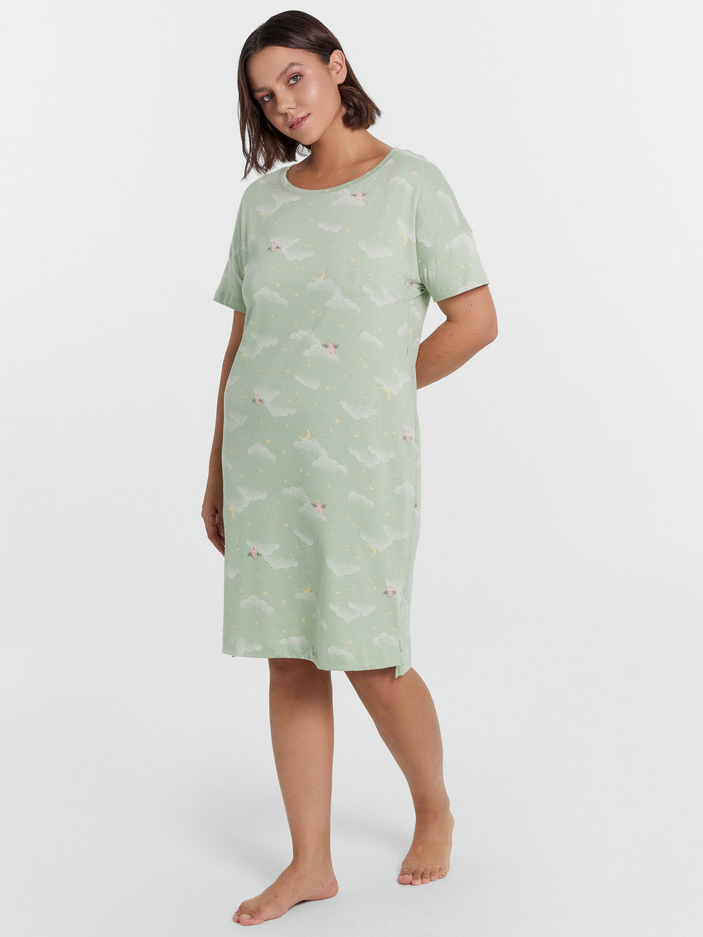 Сорочка ночная женская зеленая с облачками - Mark formelle фото 2