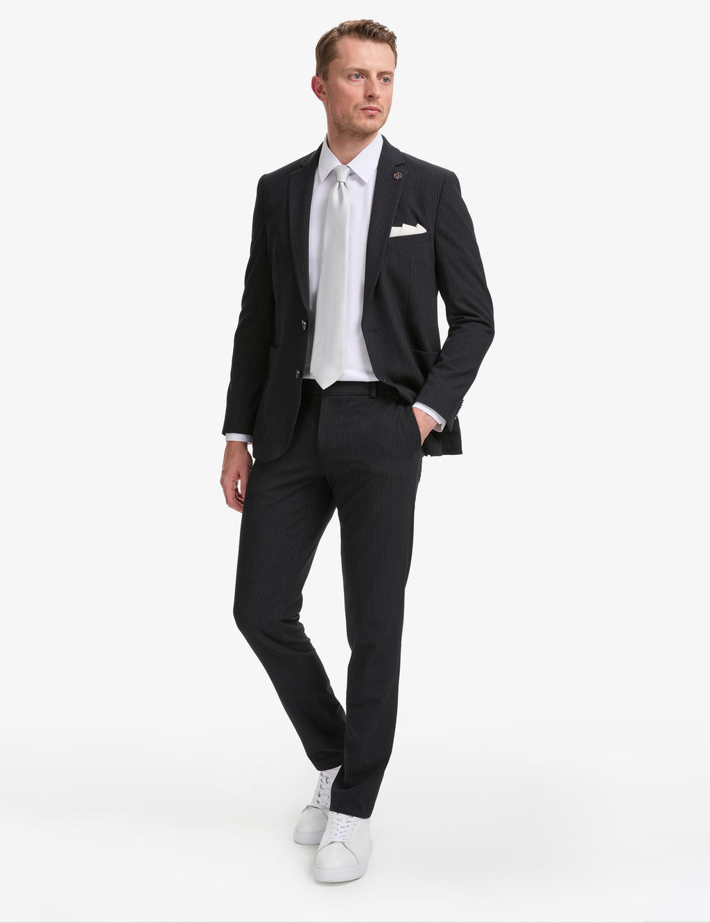 Lacivert Ex. Slim Fit _izgili Tak_m Elbise