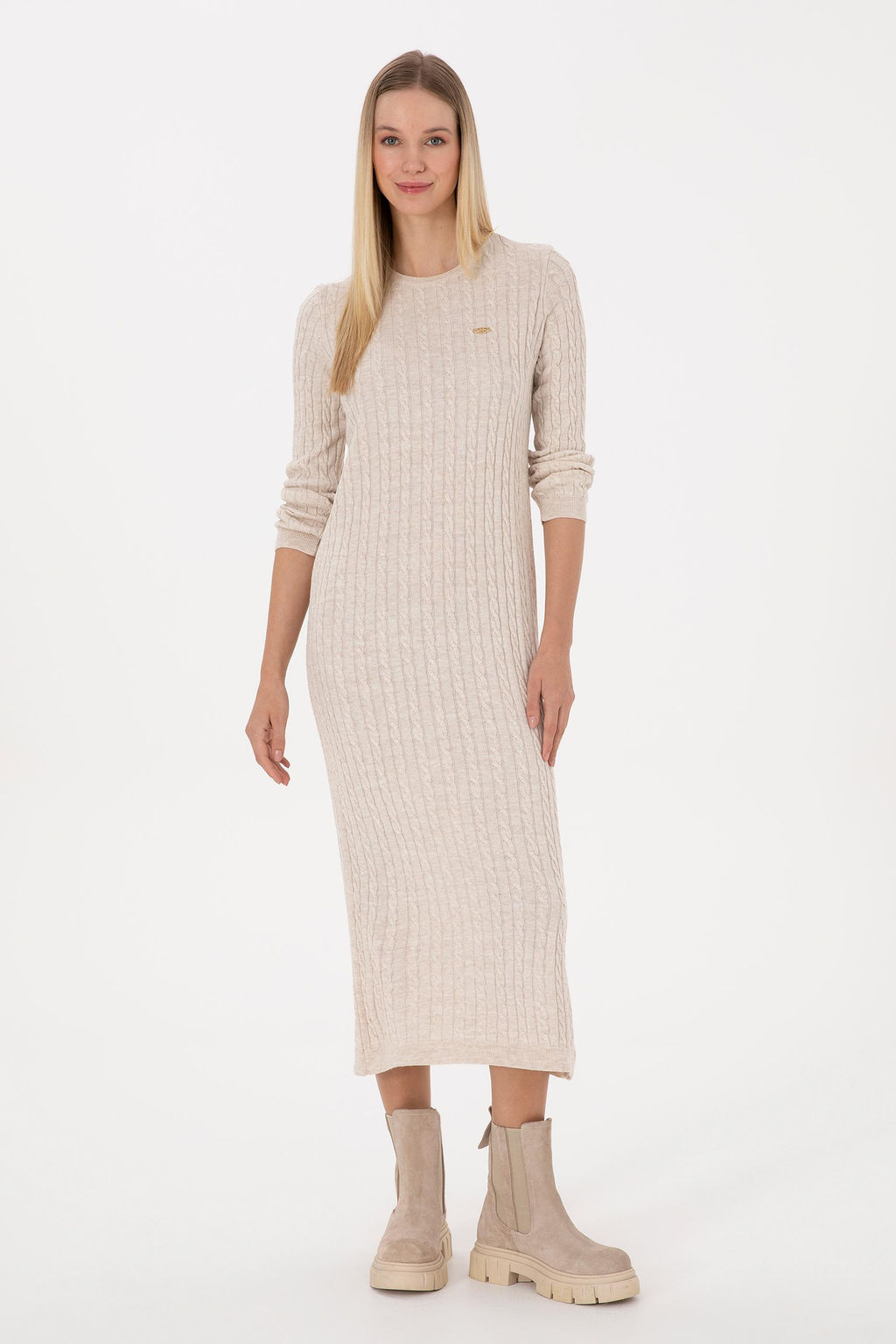 Kad_n Krem Triko Elbise - U.s. polo assn фото 3