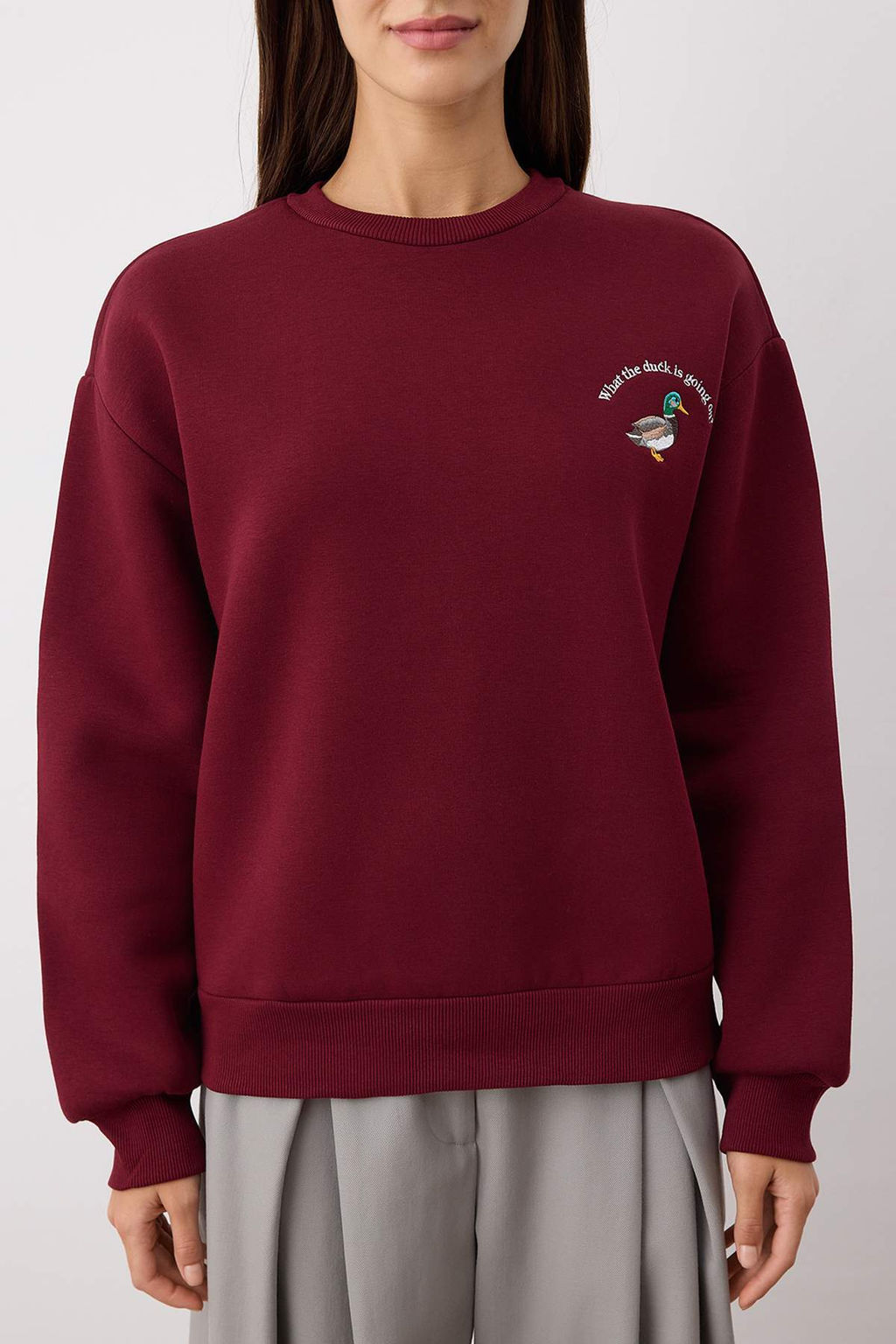 TRENDYOLMILLA Tas Animal Nak?sl? Regular/Normal Kal?p Kal?n Ici Polarl? Orme Sweatshirt TWOAW24SW00196  фото 19
