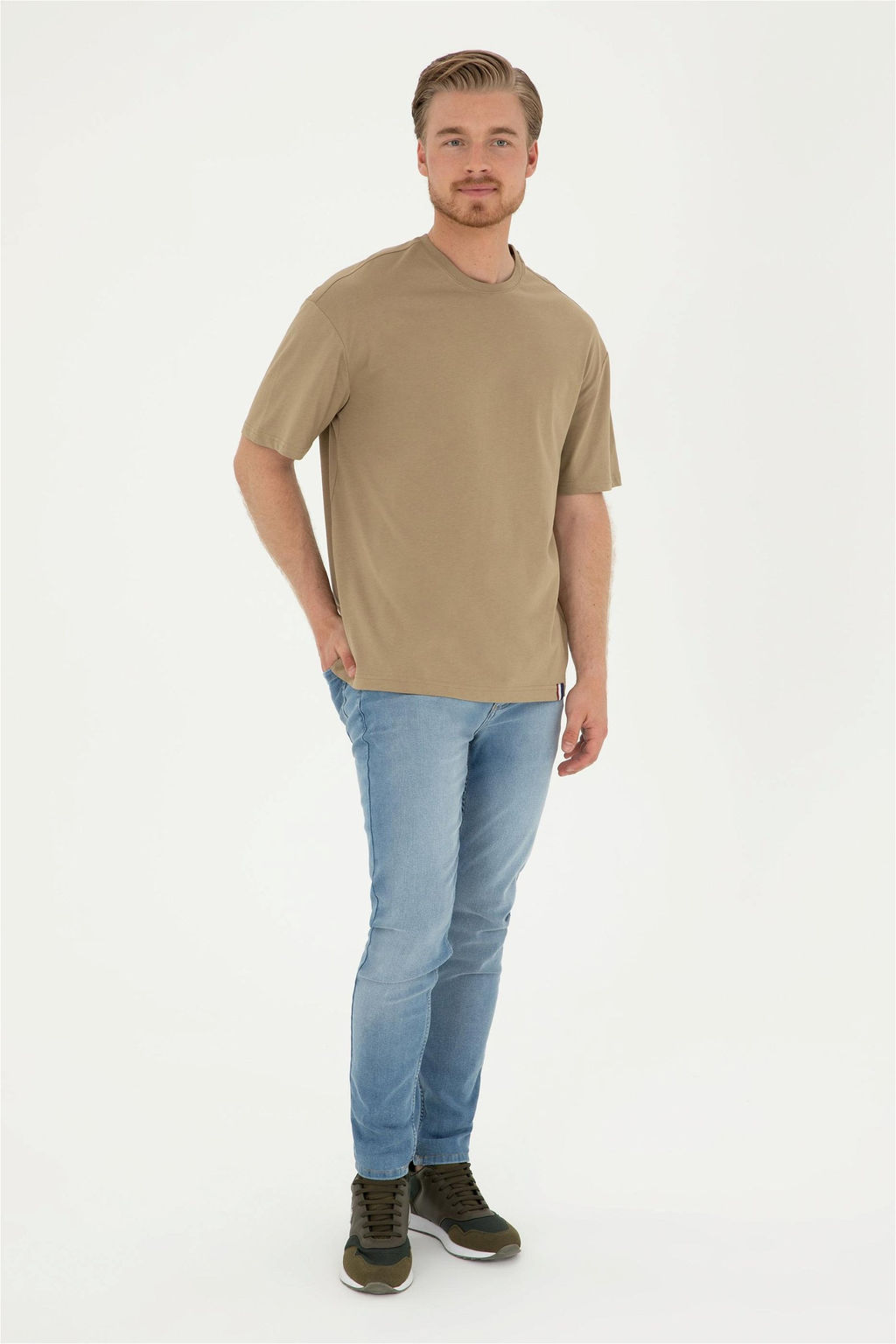 Футболка U.S. Polo Assn цвета хаки из хлопка  фото 11