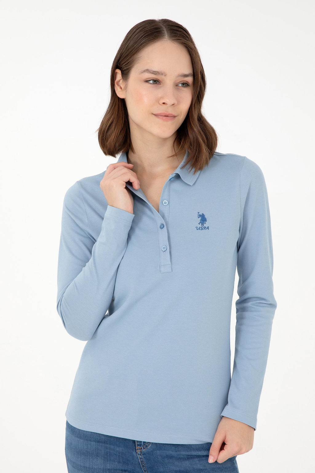 Женский голубой базовый свитшот - U.s. polo assn фото 3