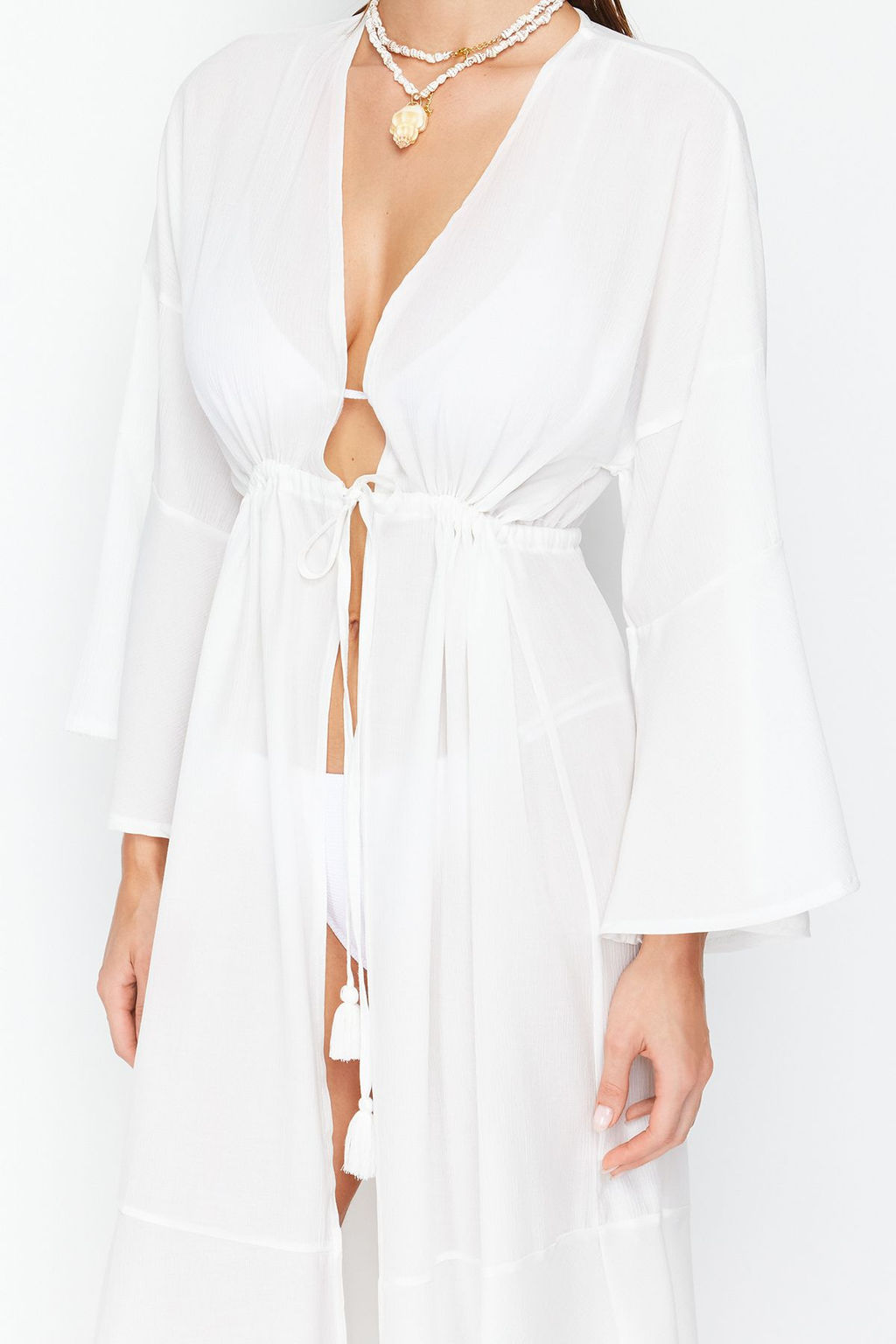 Yag Yesil Maxi Dokuma Buzgulu Plaj Kimono&Kaftan TBESS23KM00105 - Trendyolmilla фото 12