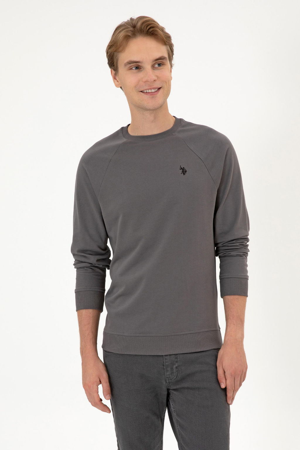 Erkek Gri Basic Sweatshirt Sepette S_rpriz _ndirim